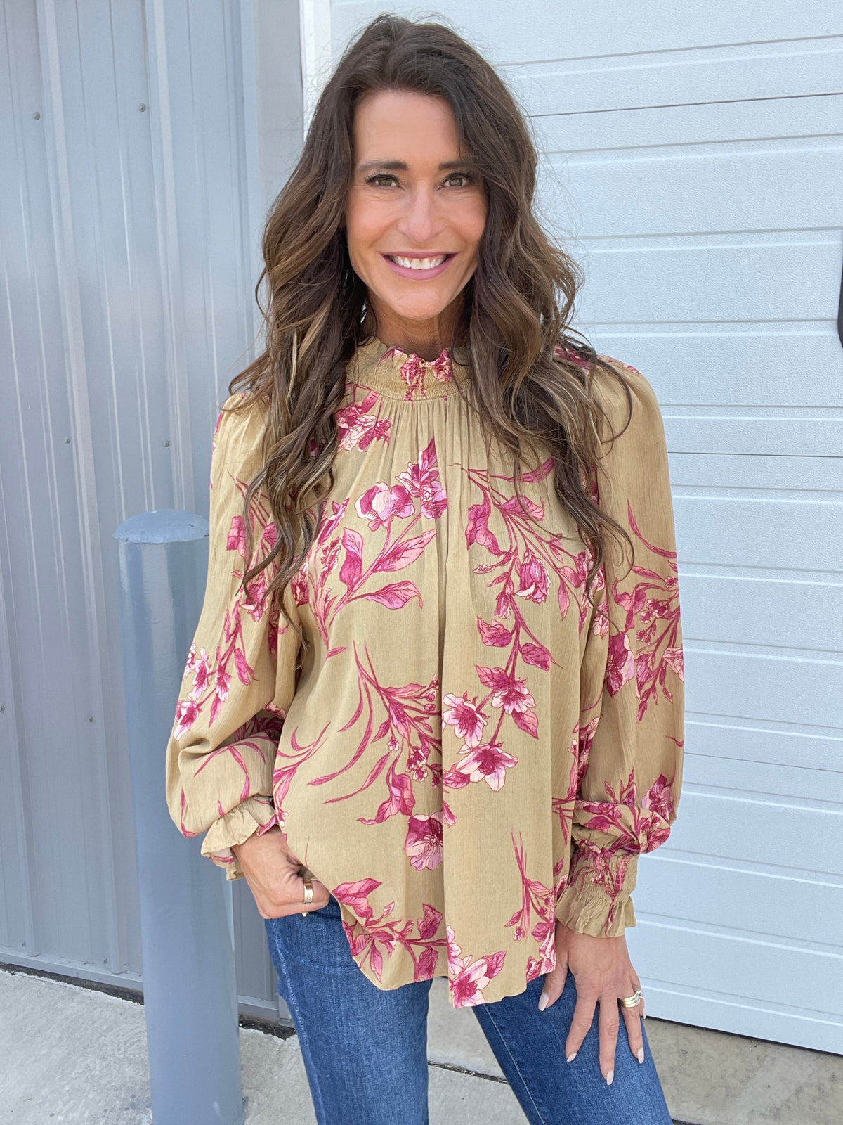 Where Have You Been Mock Neck Blouse In 3 Colors: Golden, Teal. Plum *Final Sale*