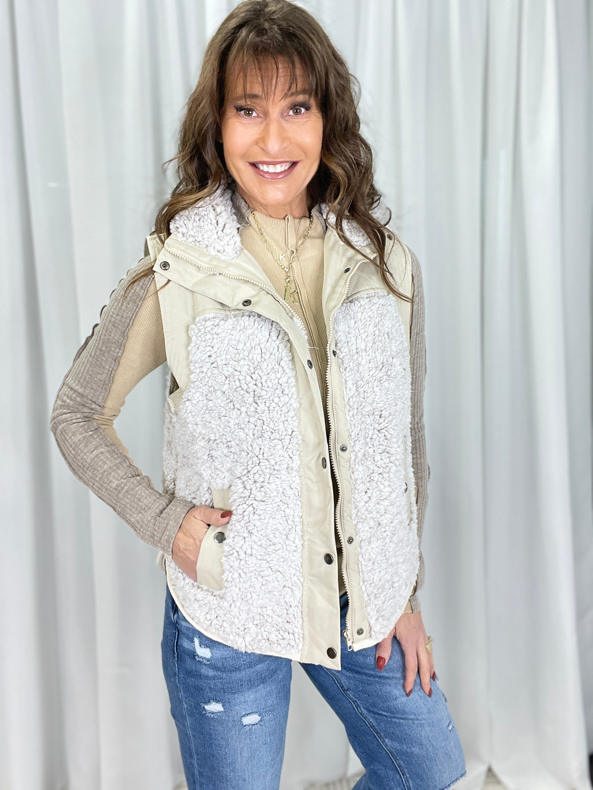 Oli & Hali Next Up Sherpa Button Down Vest *Final Sale*