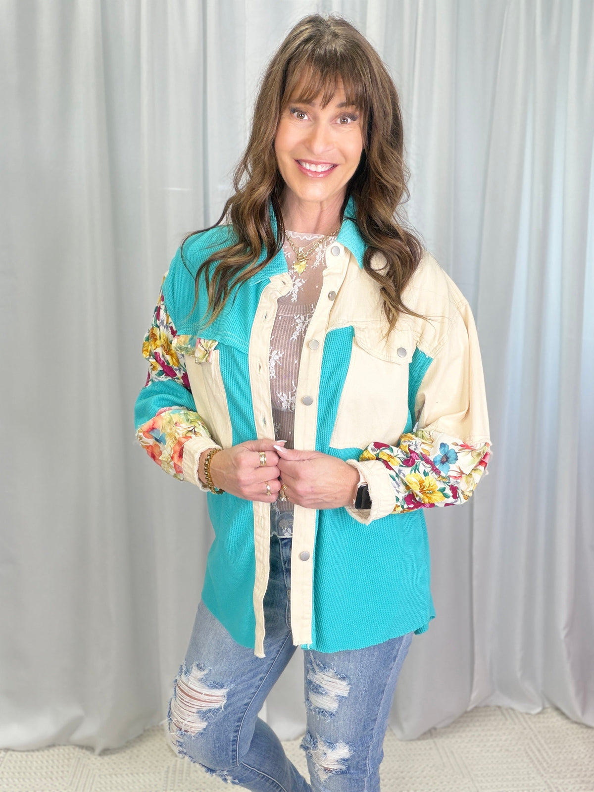 POL Sassy Look Oversized Patch Work Top In 6 Colors *Final Sale*