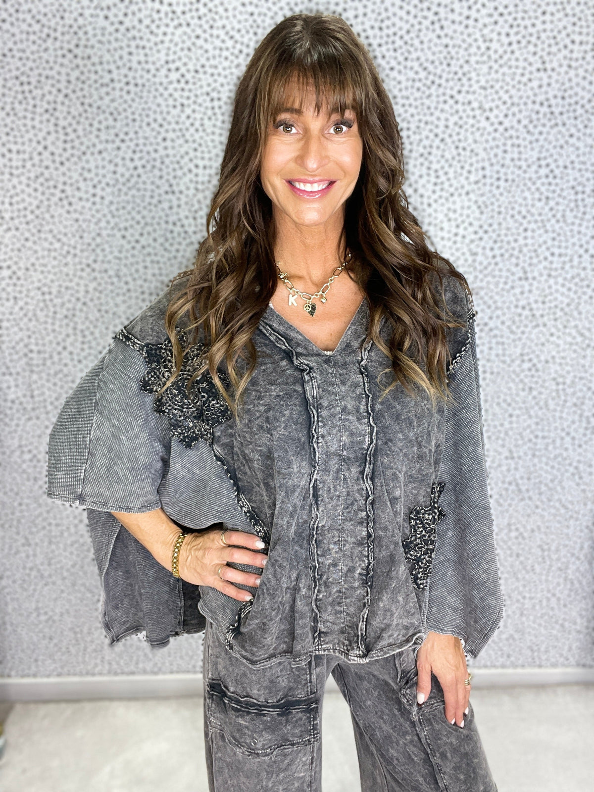 Pick A Date Mineral Washed Boho V-Neck Top In 5 Colors