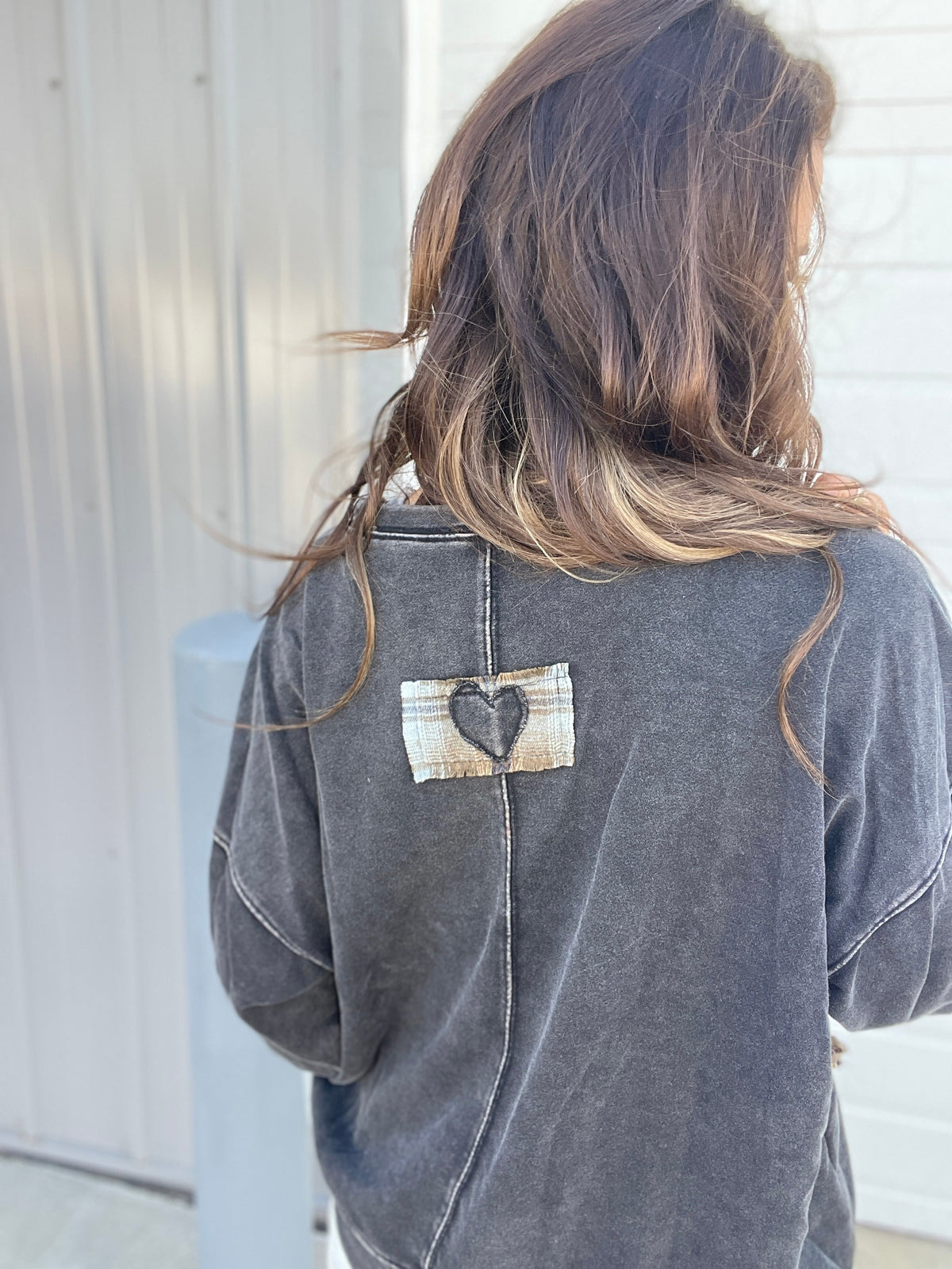 Oli & Hali Forever Love Mineral Washed Heart Terry Knit Top In 4 Colors