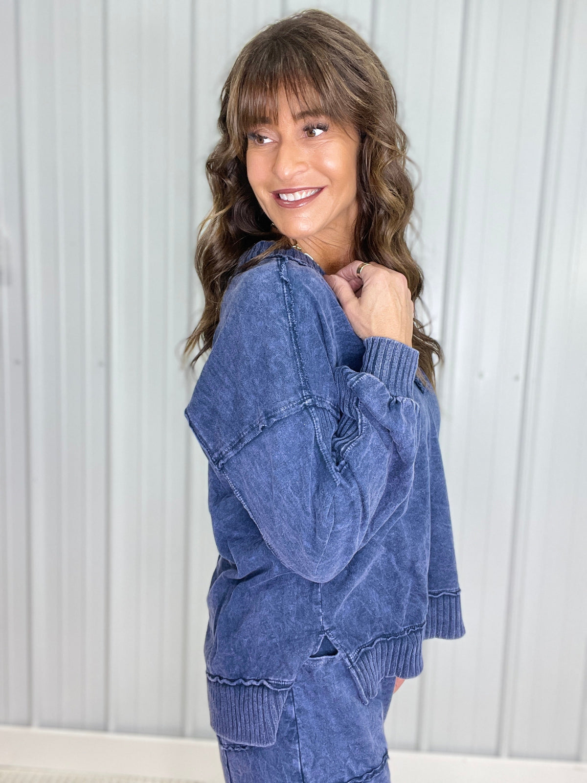 Comfy All Around V-Neck Terry Top In 6 Colors