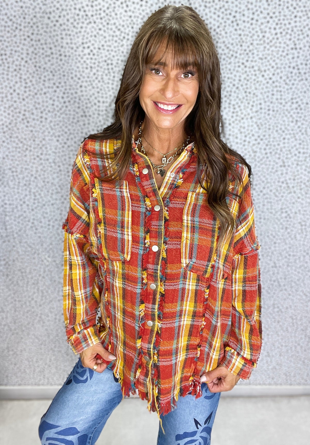 Autumn Skies Plaid Fringe Shacket in 2 Colors