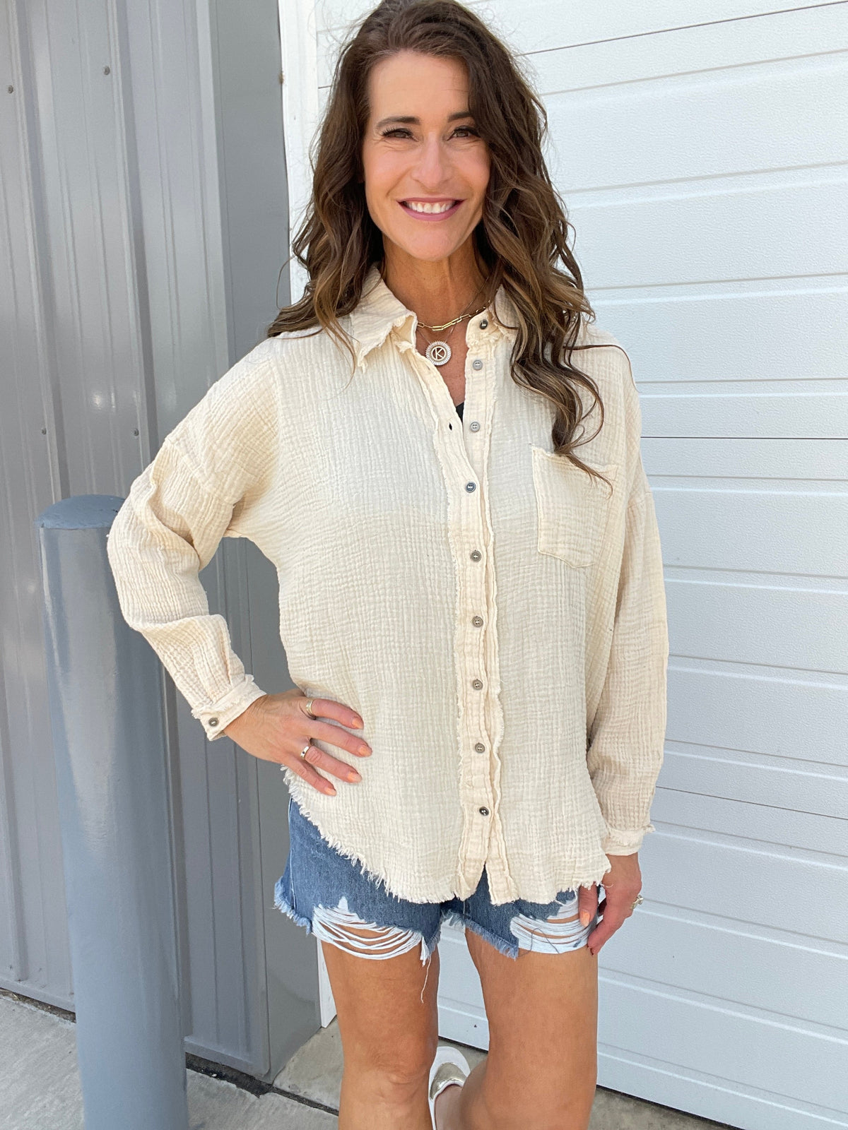 Waiting On You Lightweight Long Sleeve Button Down Top in 5 Colors *Final Sale*
