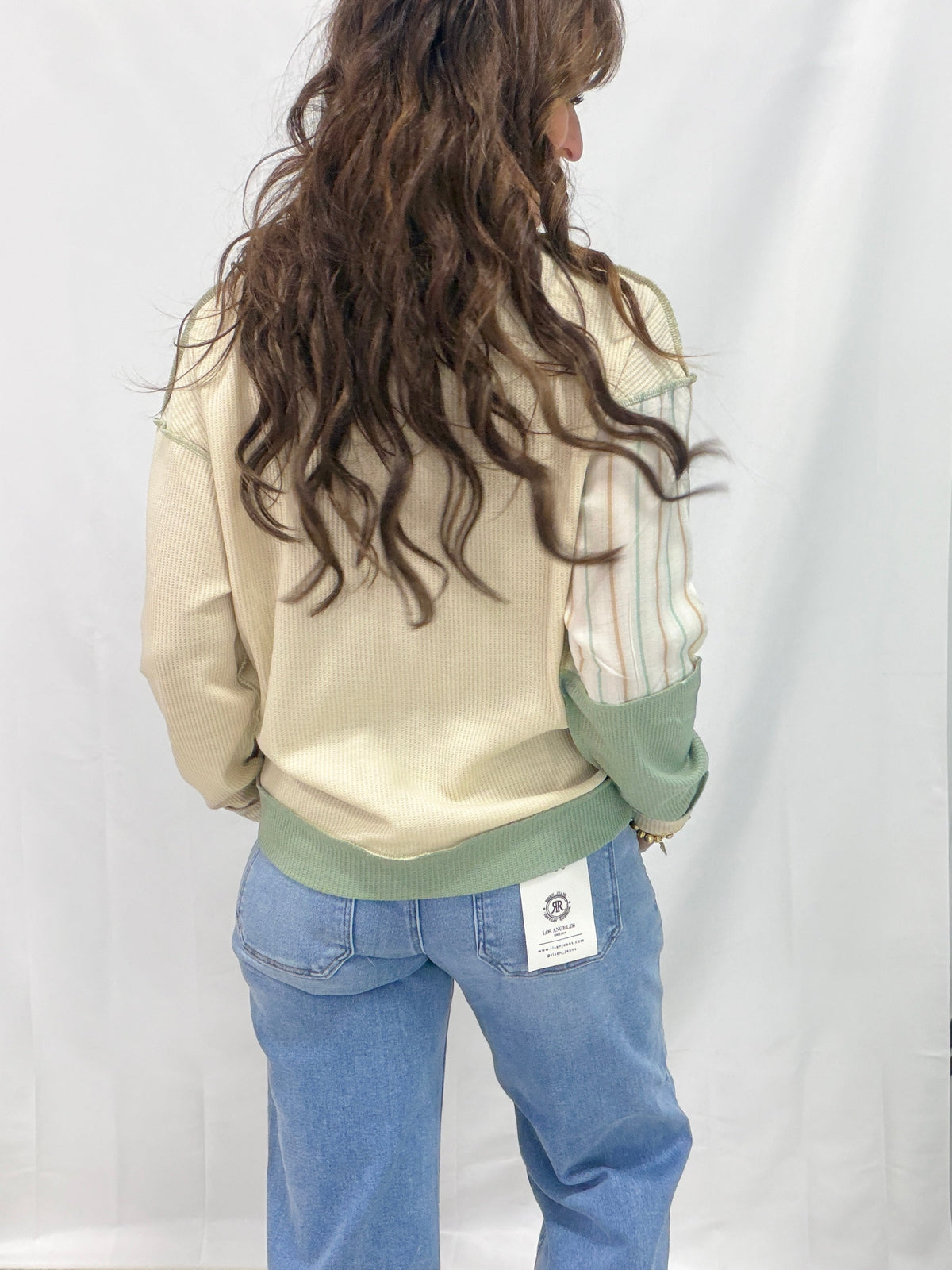 End Up In That Place Patchwork Long Sleeve Top In 2 Colors