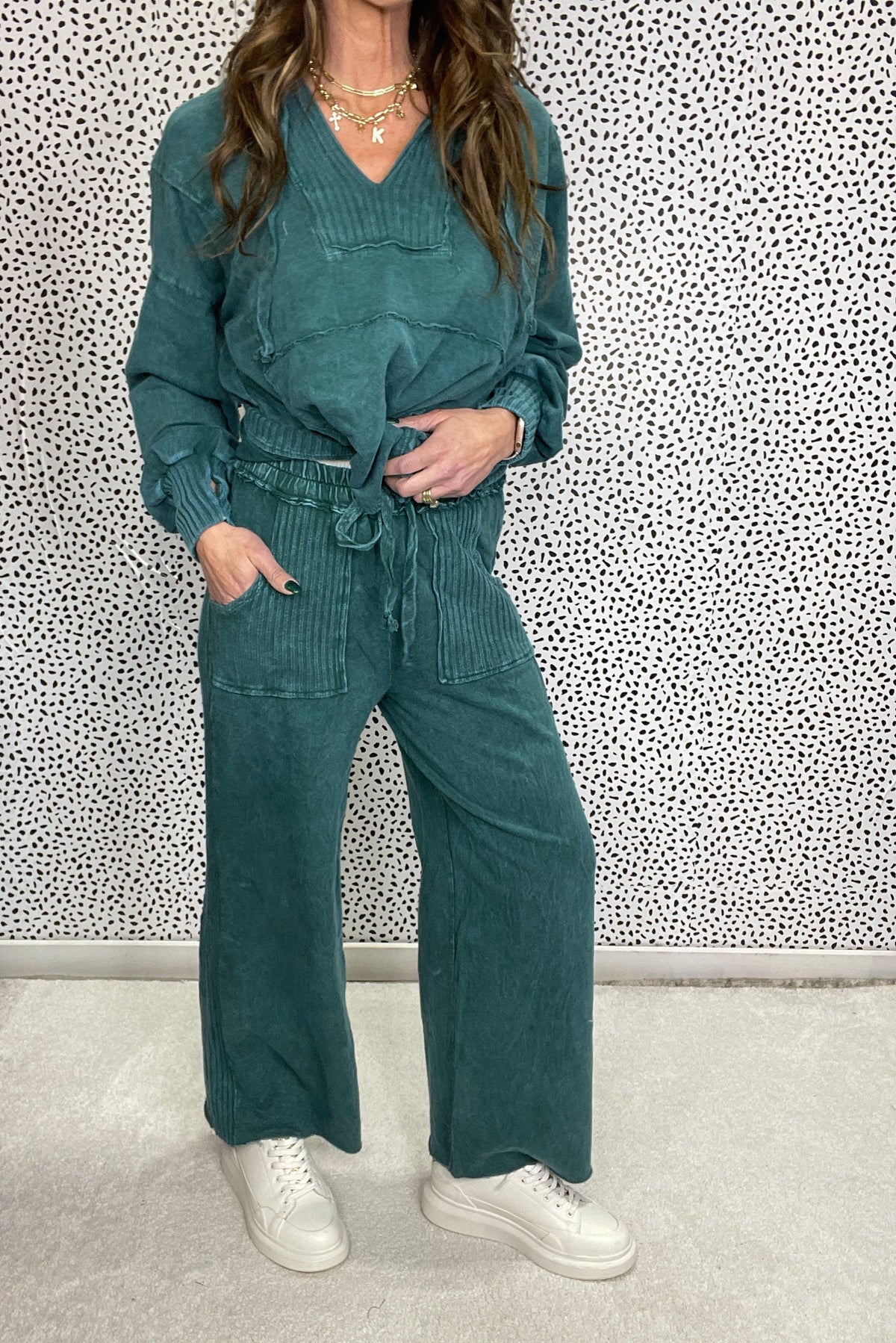 Lucky Lady Ribbed Accent Easy Mineral Wash Pants In 6 Colors