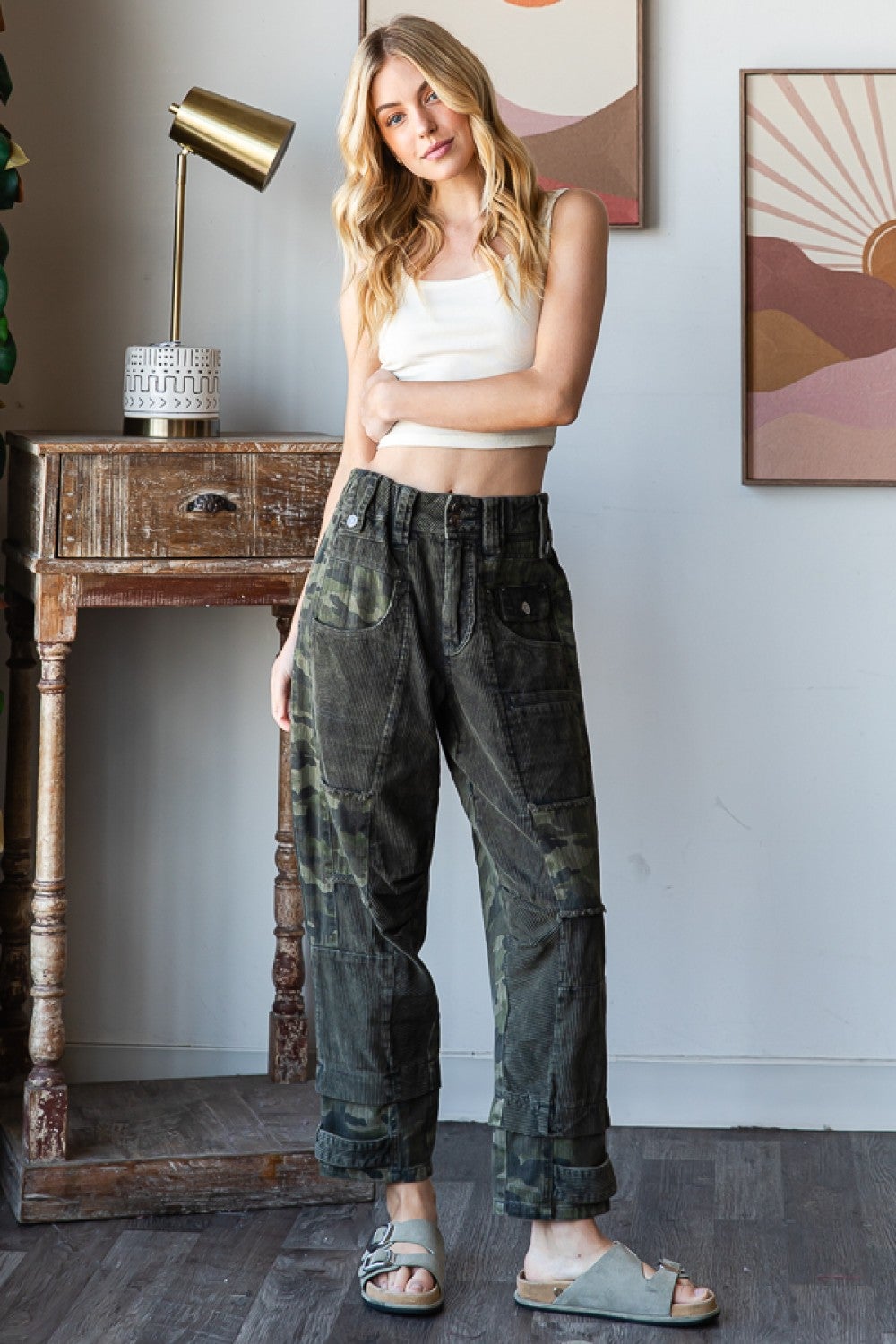Oli & Hali I Spy Camo & Corduroy Cargo Pant In 2 Colors *Final Sale*