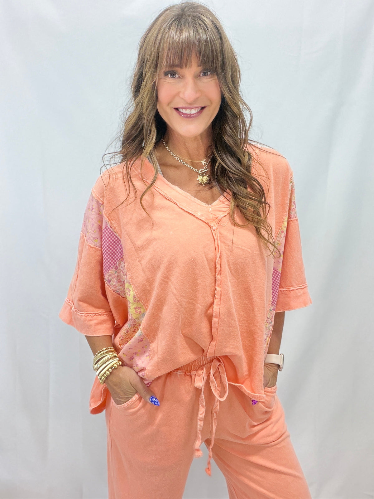 Floral Frolic Mineral Washed Spring Picnic Poncho In 4 Colors