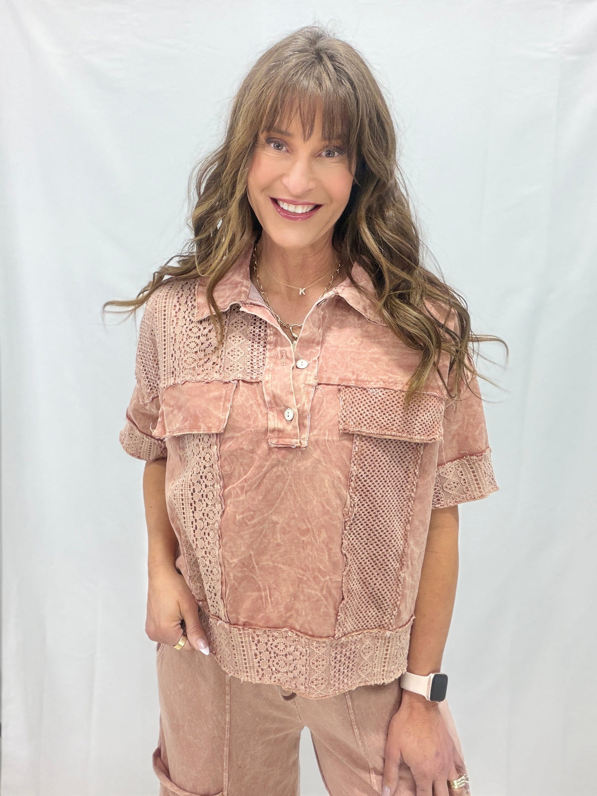 Wanderlust Weave Lace Mesh Button Top In 3 Colors