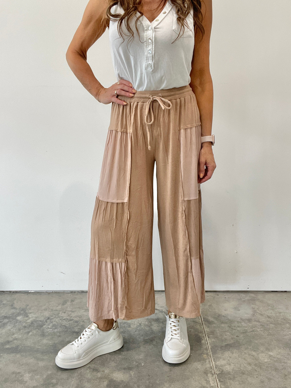 Pol A Little Bit Of Paradise Wide Leg Crop Pants In 5 Colors: Black, Grey, Pink, Mocha, Ivory