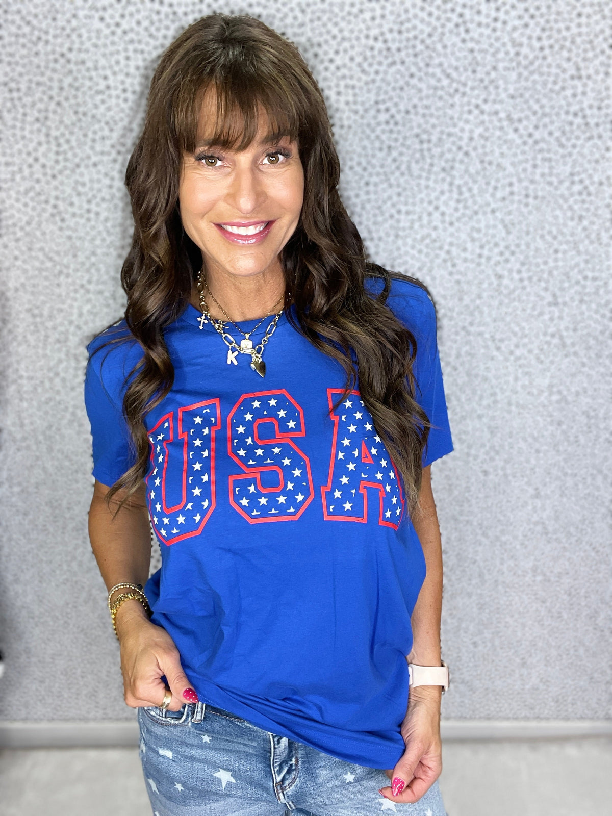 USA Flowers & Stars Tee in 2 Colors