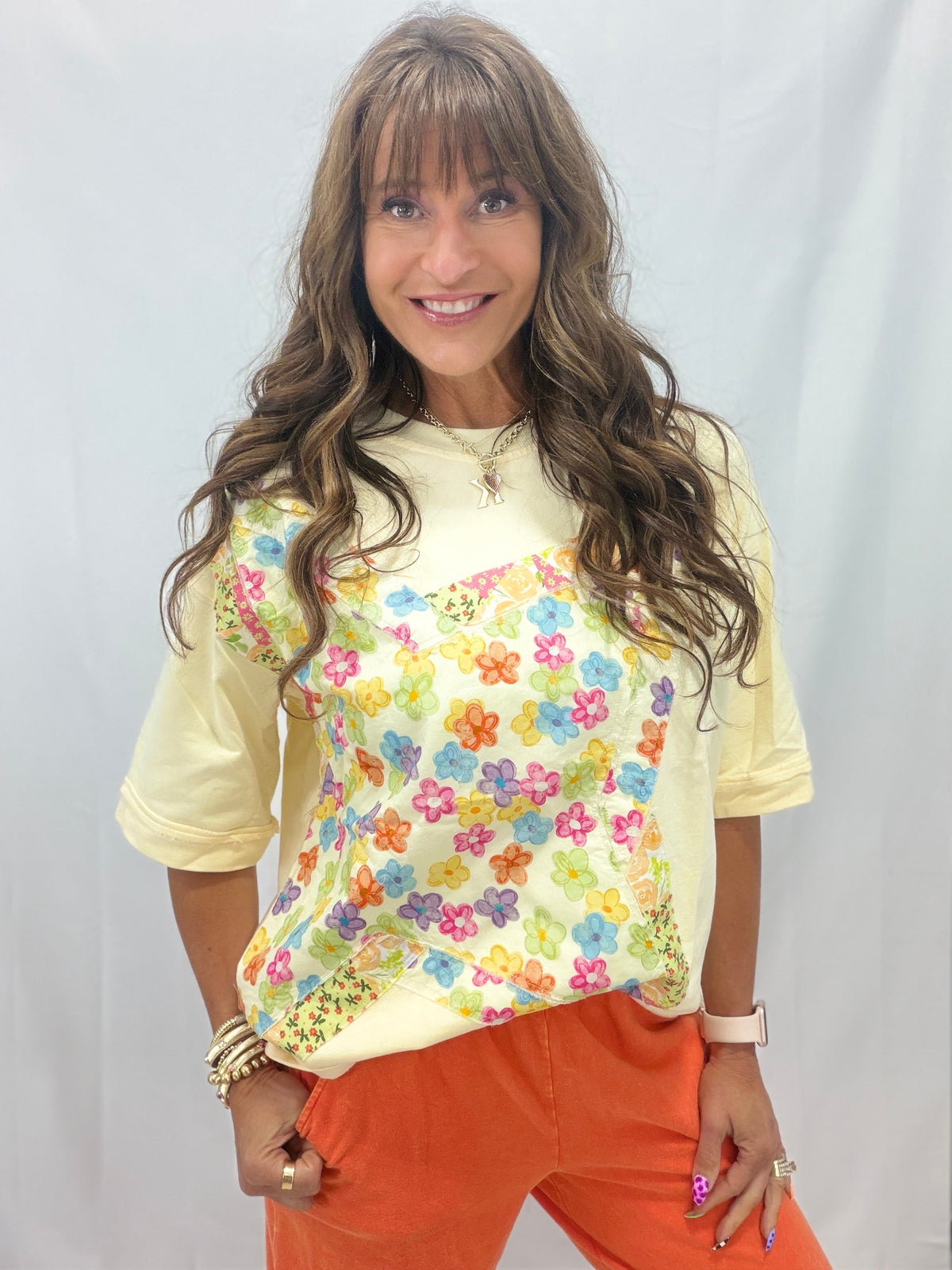 Prove Me Right Meadow Patchwork Top In Cream