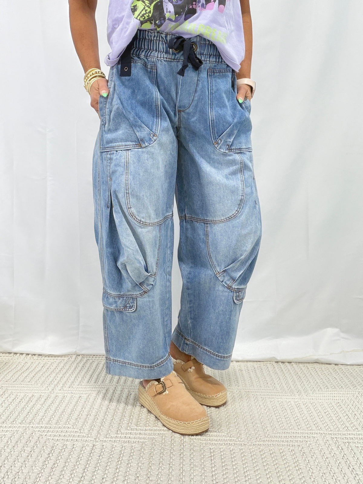 Oli & Hali  Pocket Full of Daydreams Barrel Jeans In Denim