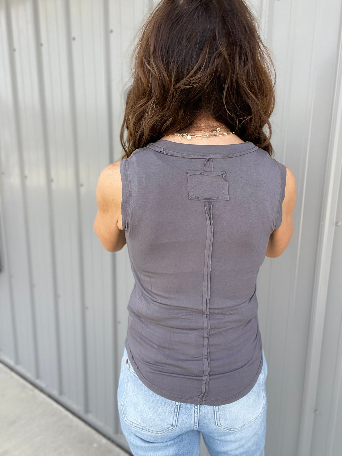 Pol Sweet Rebel Sleeveless Top in Charcoal *Final Sale*