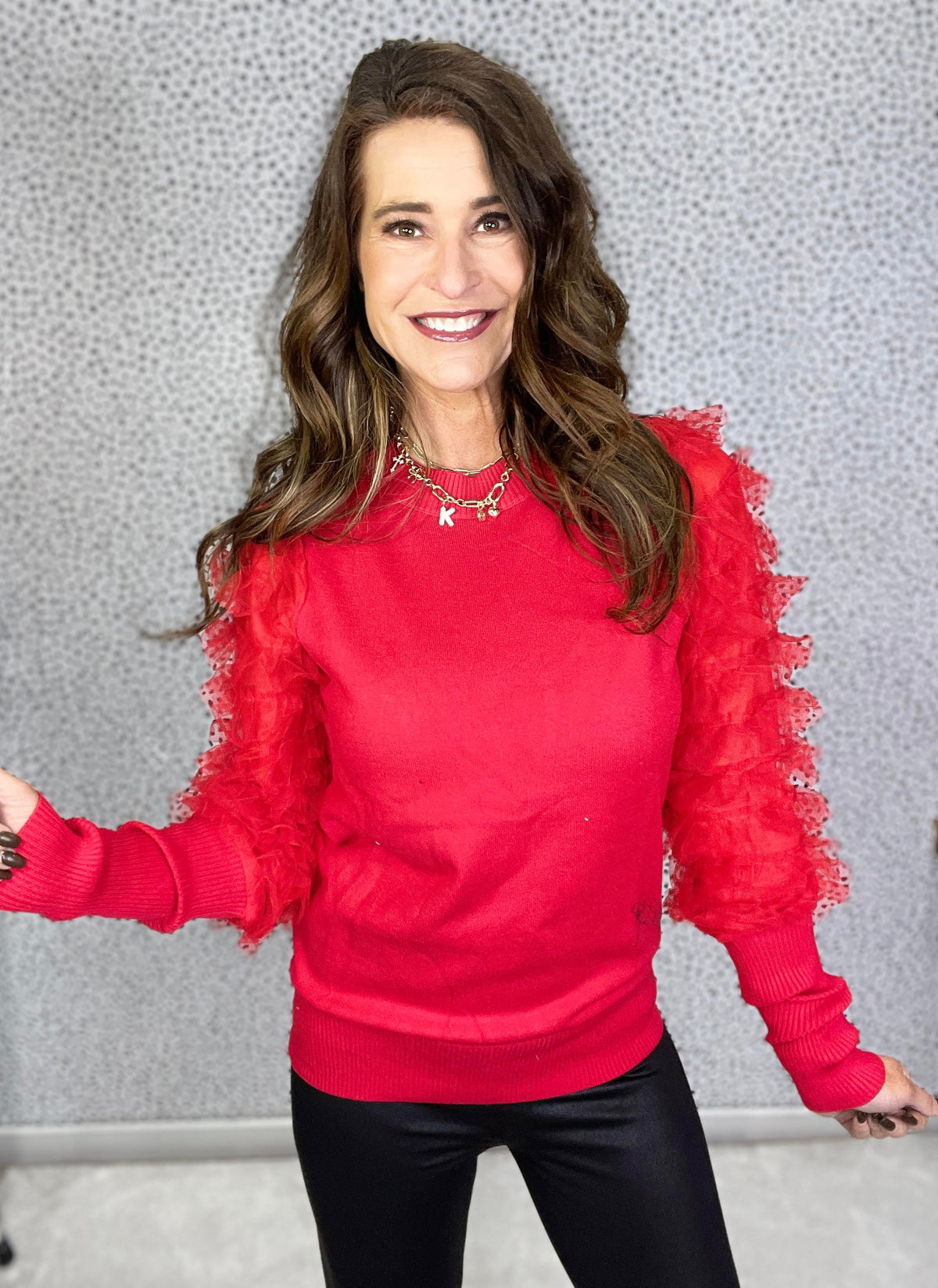 An Enchanted Evening Tiered Lace Sleeve Sweater