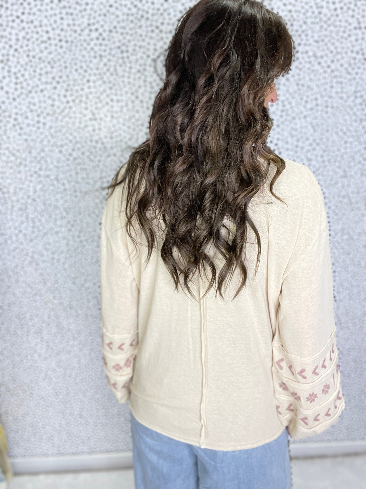 Meadow Breeze Embroidered Knit Top In Natural