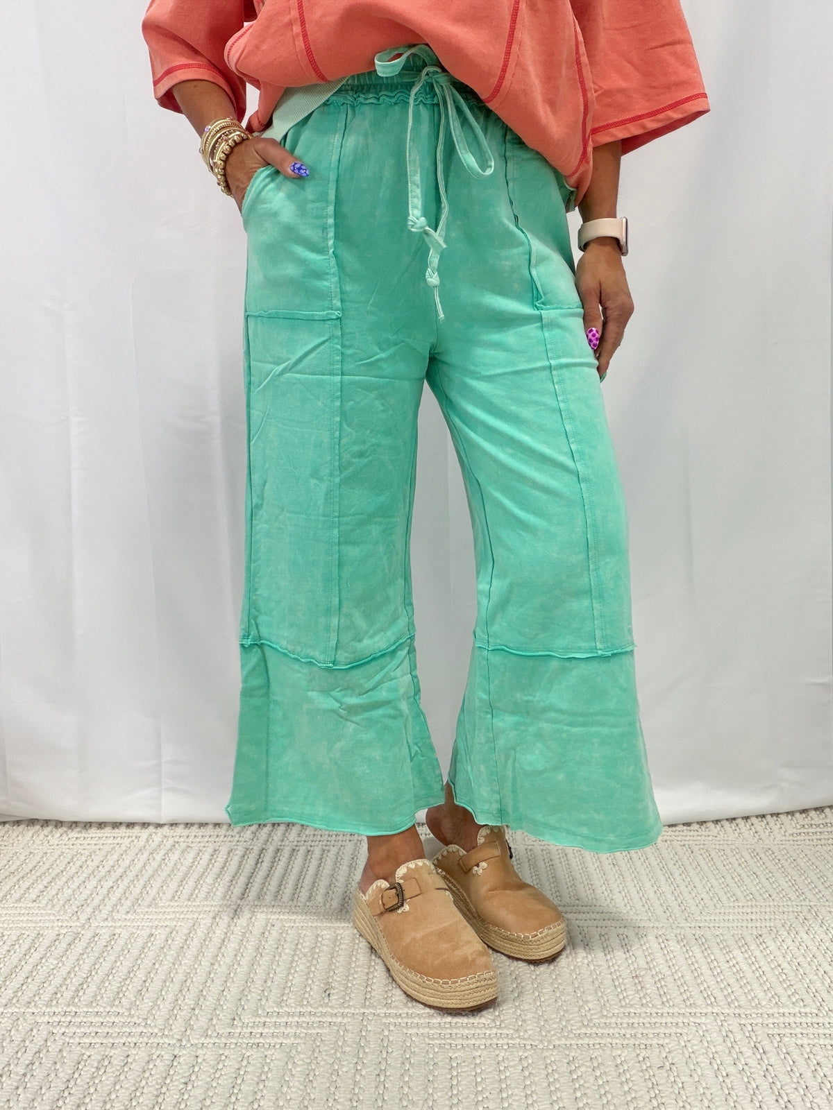 Going All Out Terry Knit Pants In 2 Colors