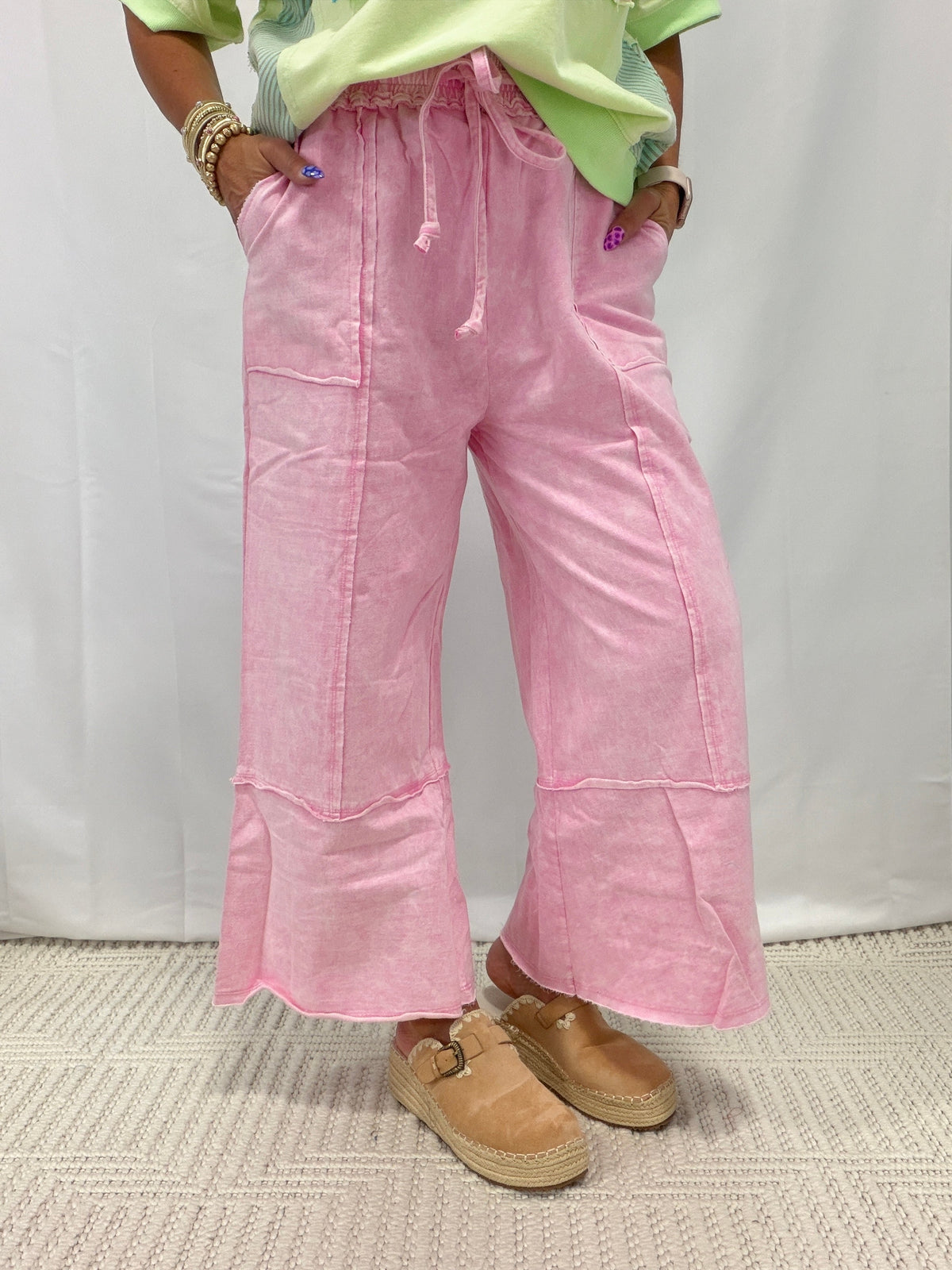 Going All Out Terry Knit Pants In 2 Colors