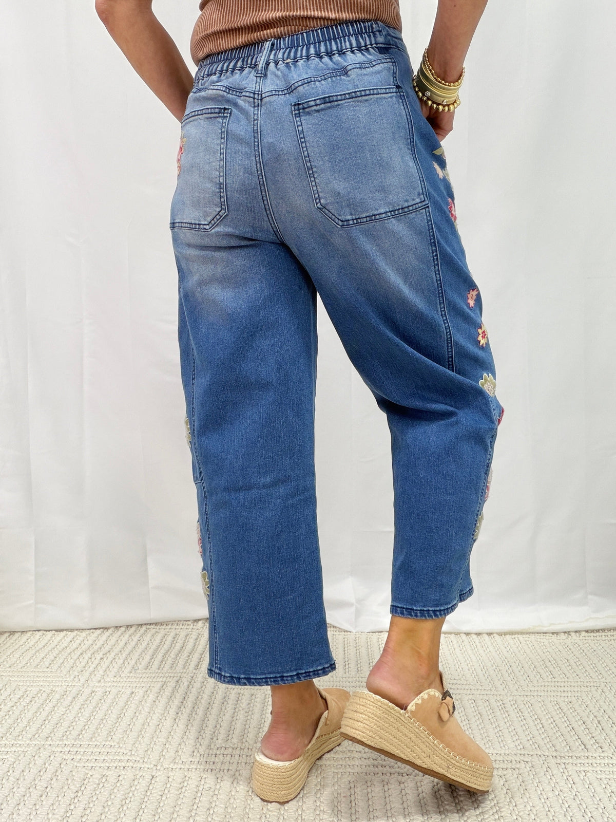 Bloom & Stroll Embroidered Denim Jeans