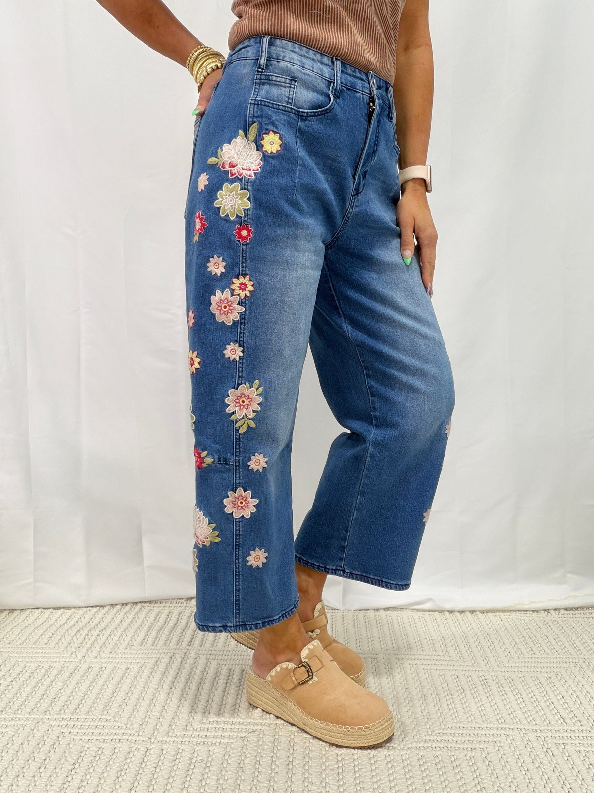 Bloom & Stroll Embroidered Denim Jeans