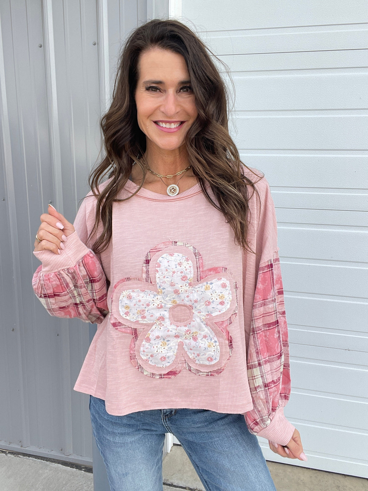 POL Rustic Bloom Knit Top In 4 Colors: Sage, Mocha, Rose *Final Sale*
