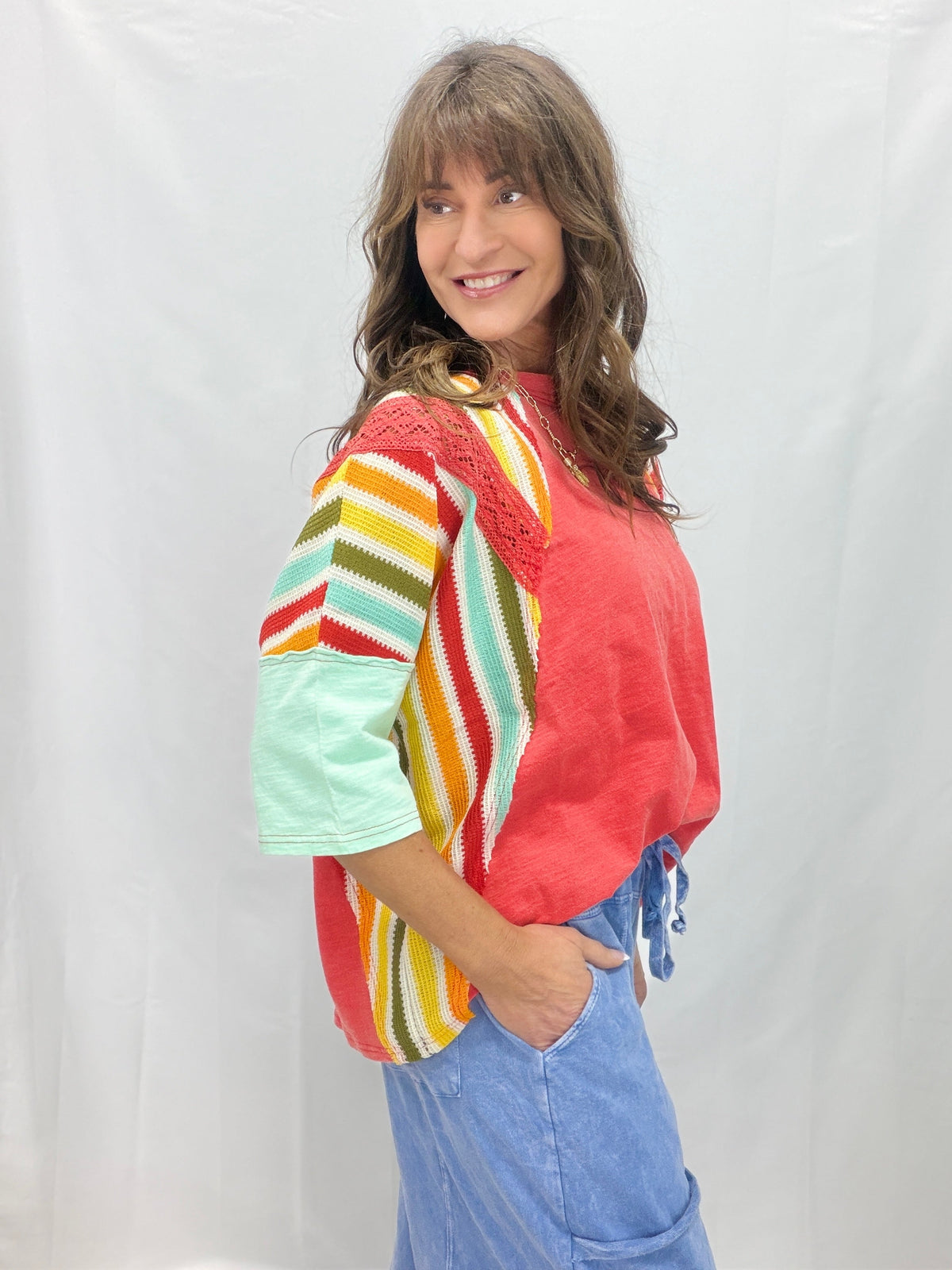Sunset Serape Contrast Top in 2 Colors
