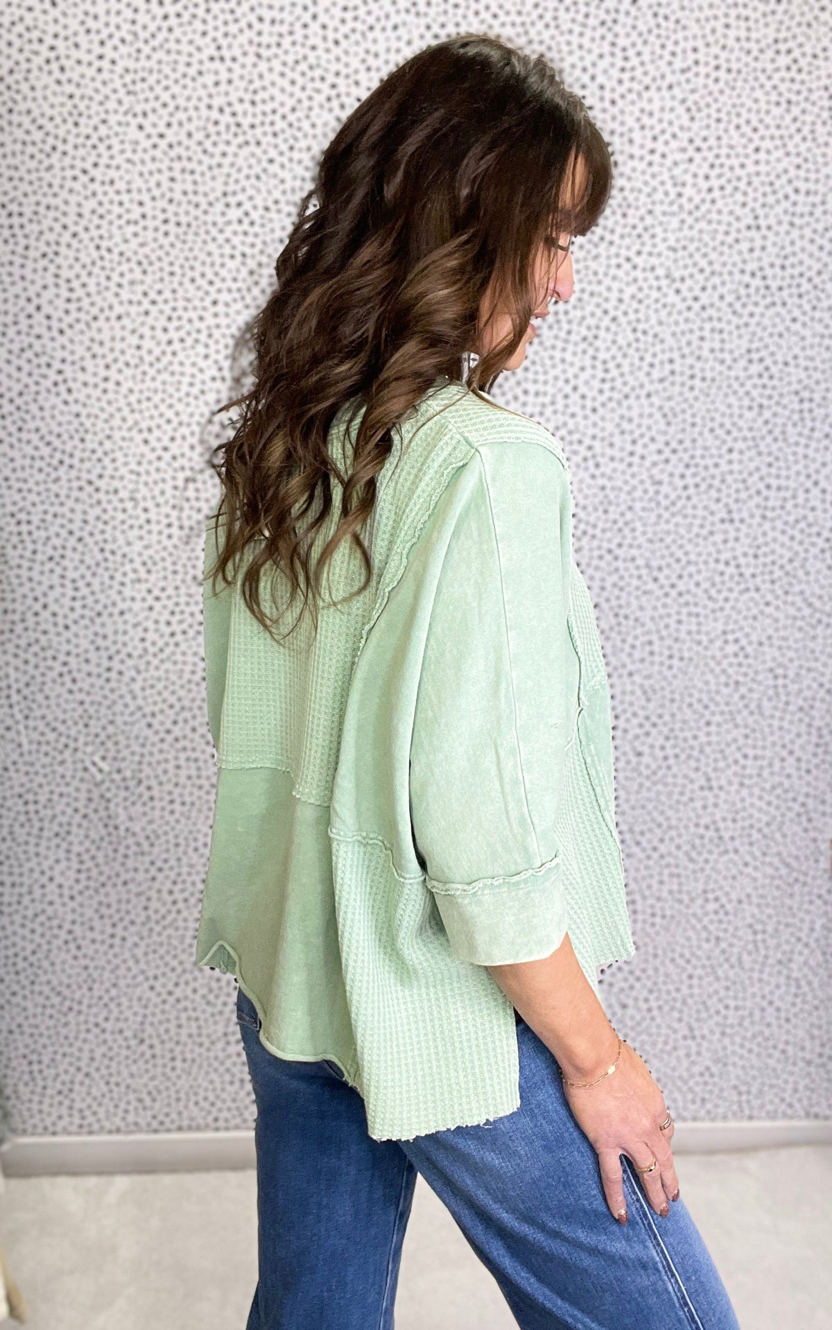 Around Here Mineral Washed Mixed Fabric Short Sleeve Top in 4 Colors *Final Sale*