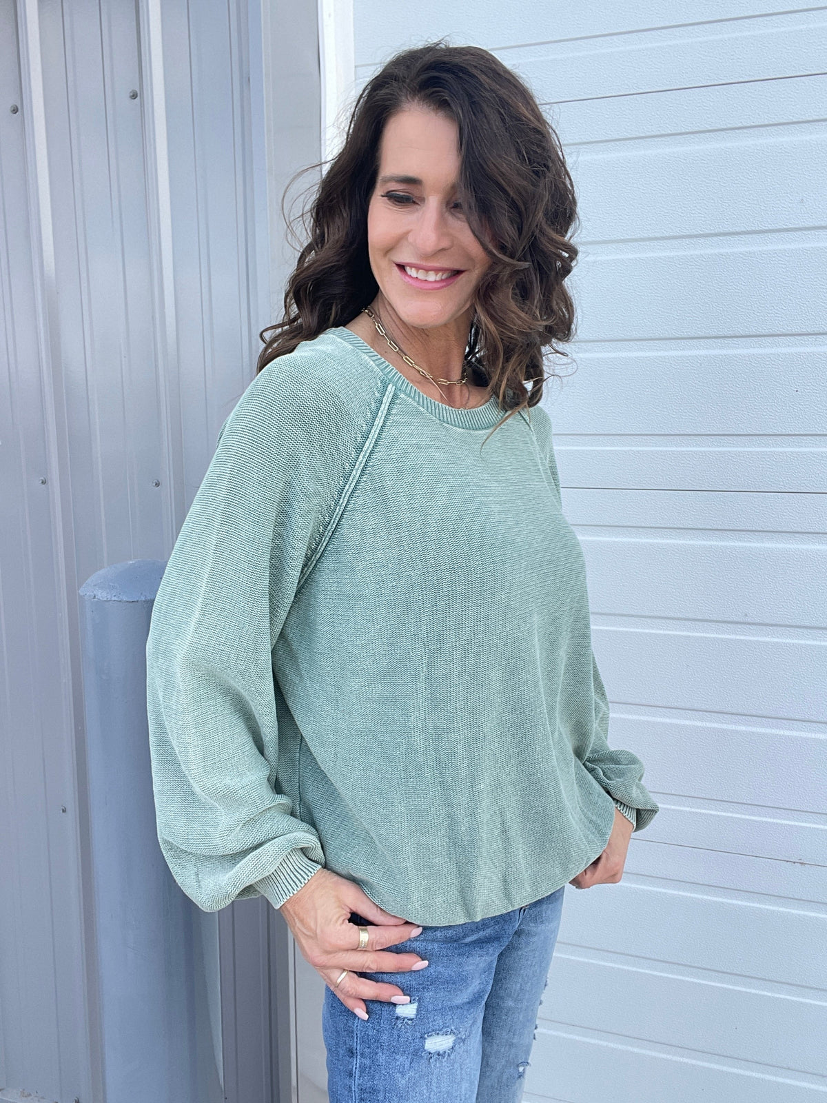 Love For Me Mineral Washed Sweater In 2 Colors