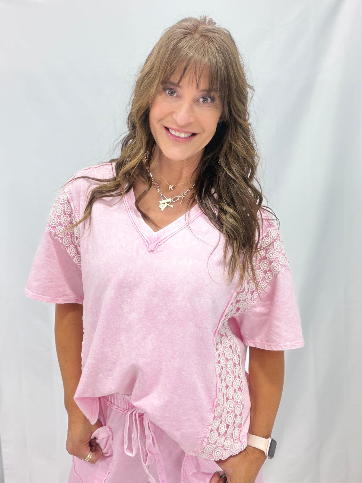 Run Out Of Time Daisy Trim V-Neck Top In 5 Colors