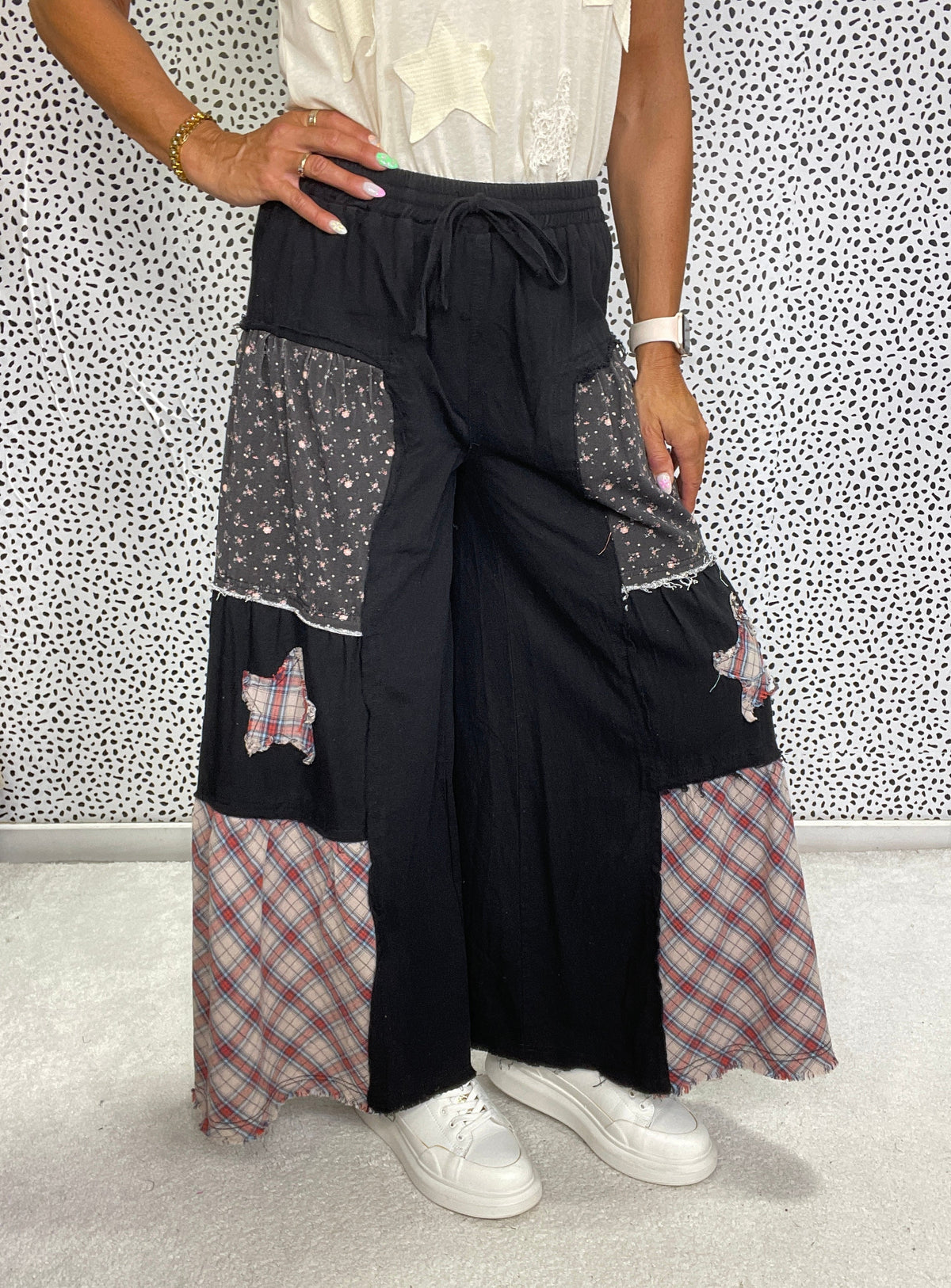 POL Patchwork Stardust Wide Leg Pants In 4 Colors