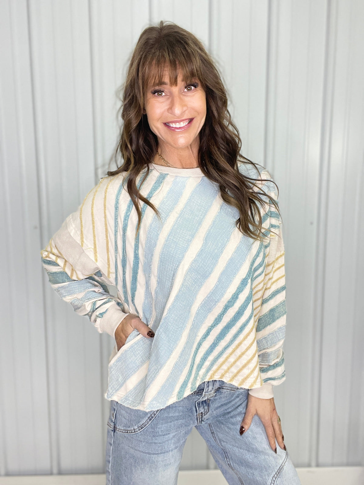 Oli & Hali Next For You Stripe Detail Top In 2 Colors *Final Sale*
