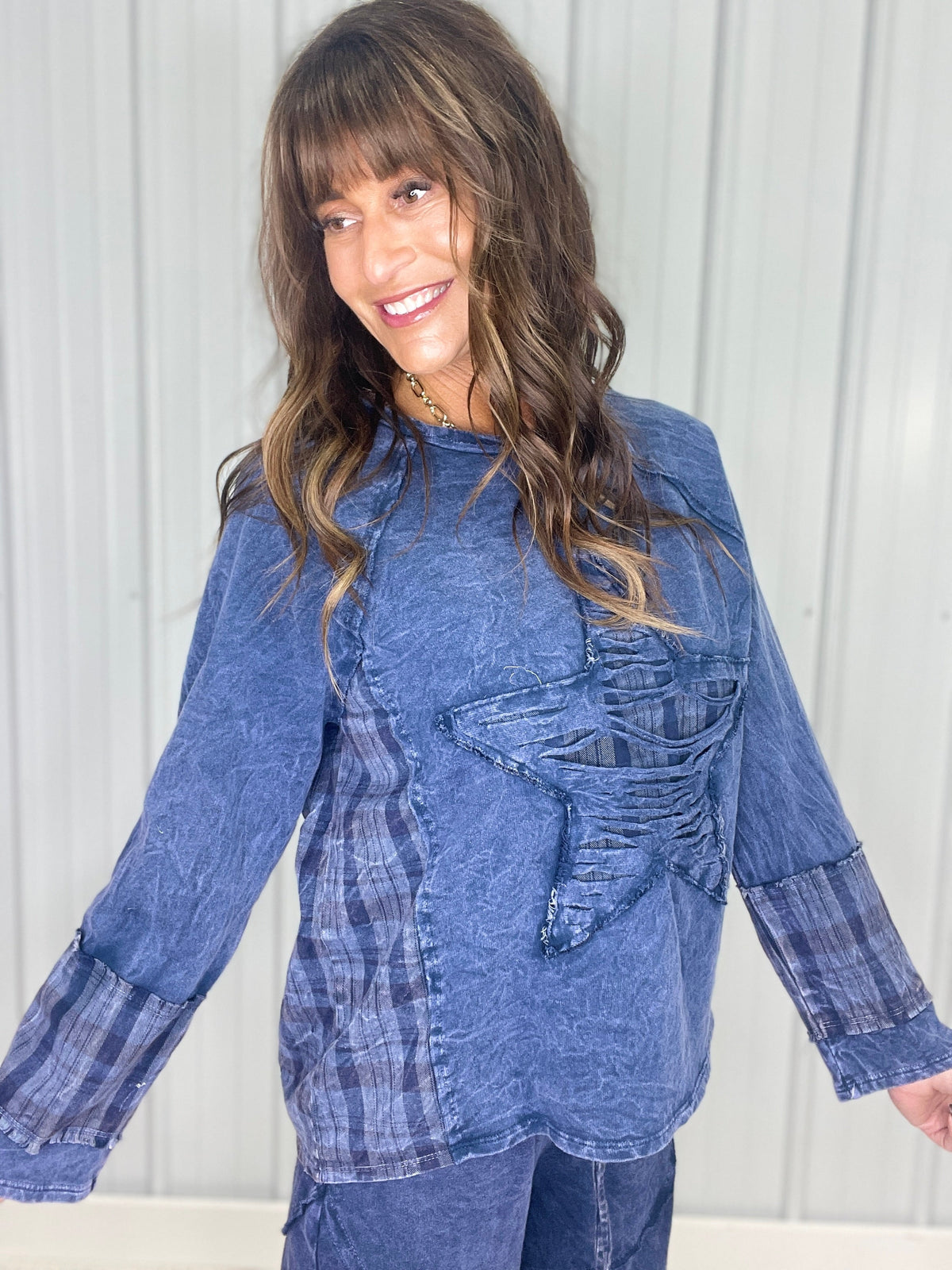 Shiny Day Star Patch Top In 3 Colors