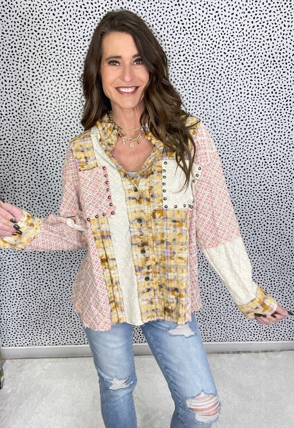 POL What I Got Oversized Long Sleeve Plaid Top In 2 Colors *Final Sale*