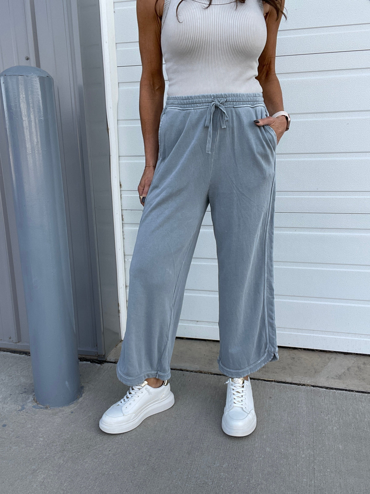 Another Level Terry Knit Pants In 7 Colors: Ash, Denim, Olive, Mustard, Mocha, Wine, Green *Final Sale*