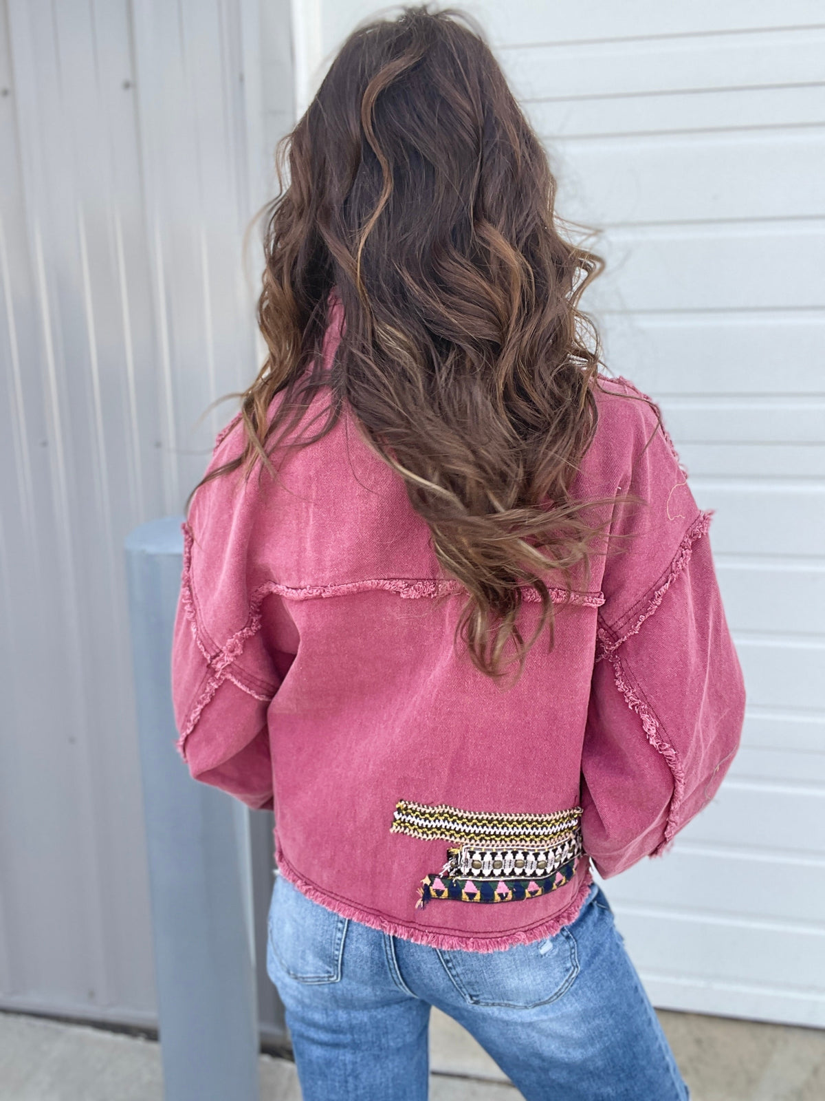 POL Be The One High Neck Twill Jacket In Burgundy *Final Sale*