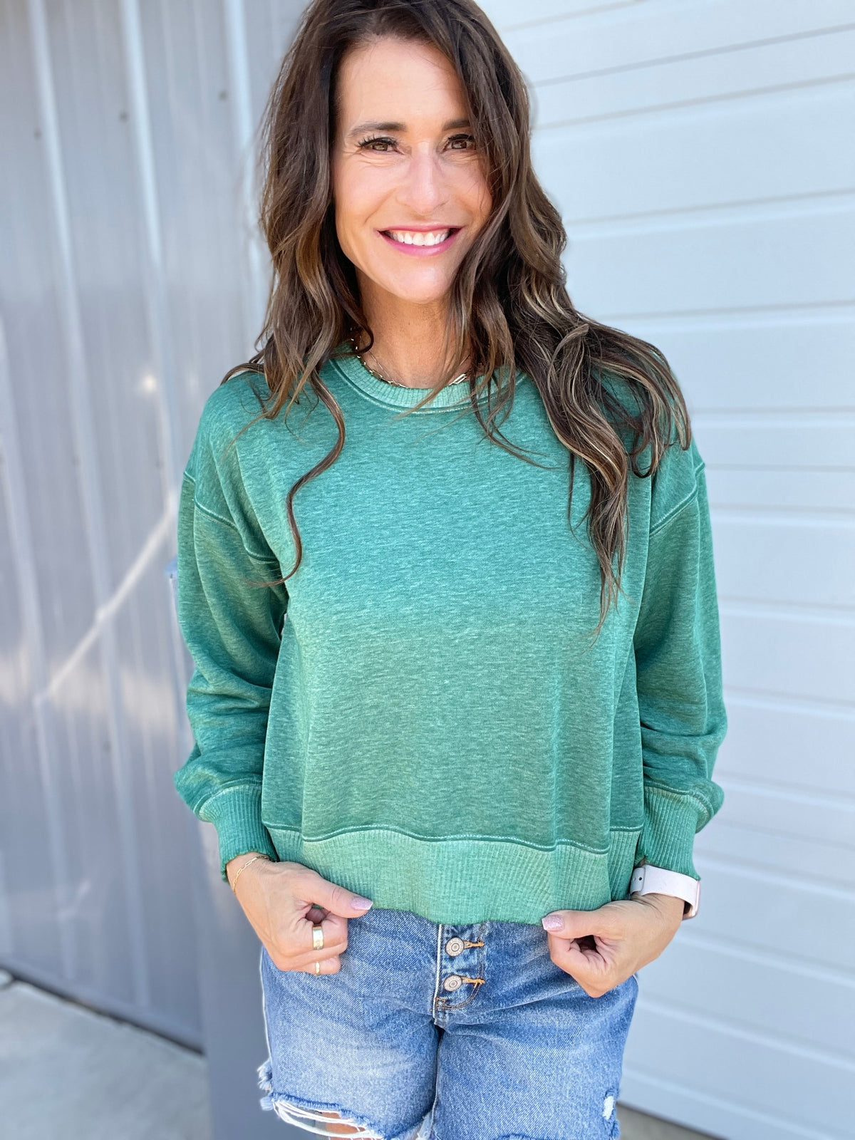 Summers End Soft And Cozy Lightweight Crewneck Top In 6 Colors: Rose, Blue, Chocolate, Black, Green Hot Pink, Mocha