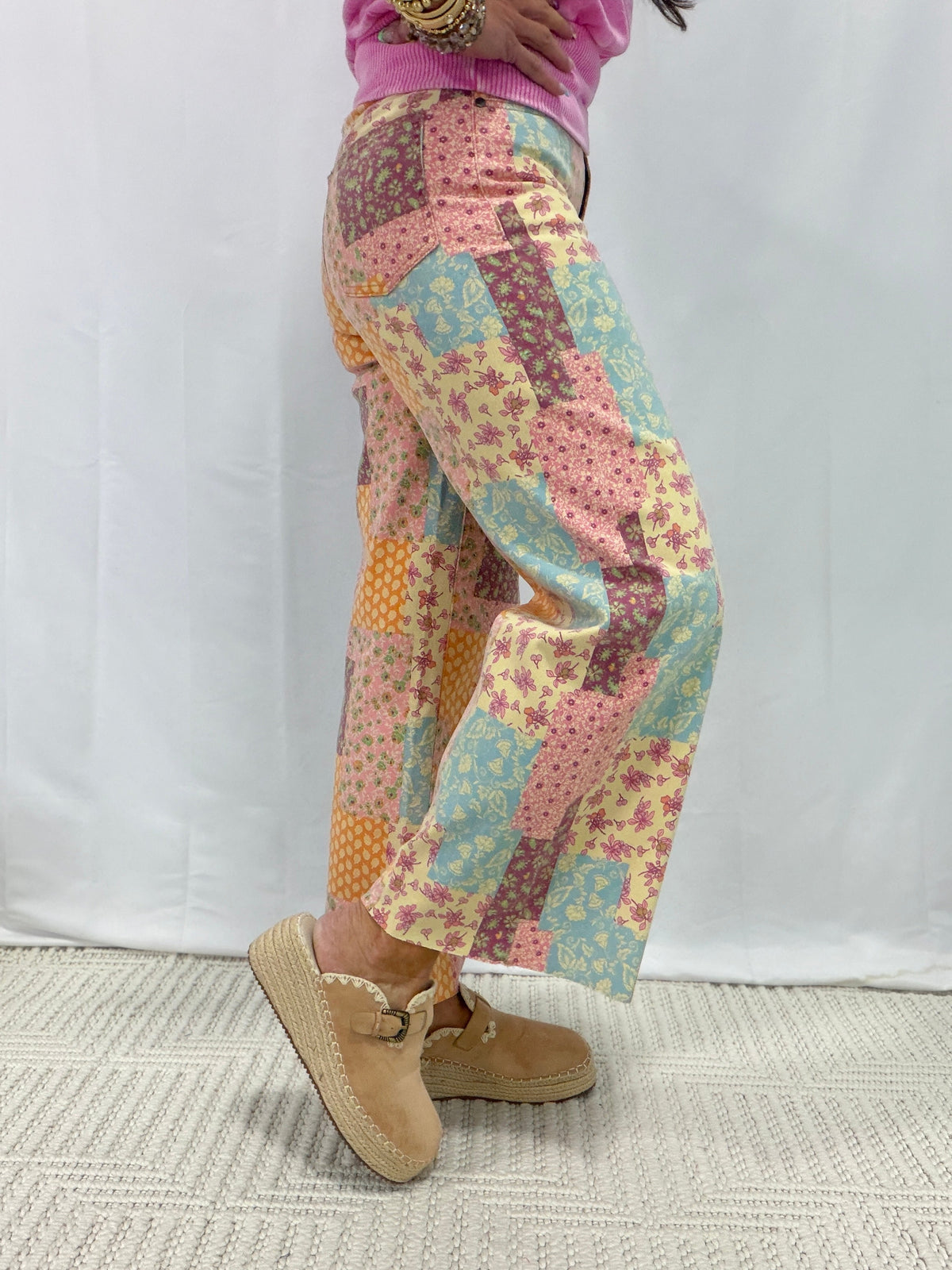 Of Sound Mind Patchwork Twill Pants In Denim