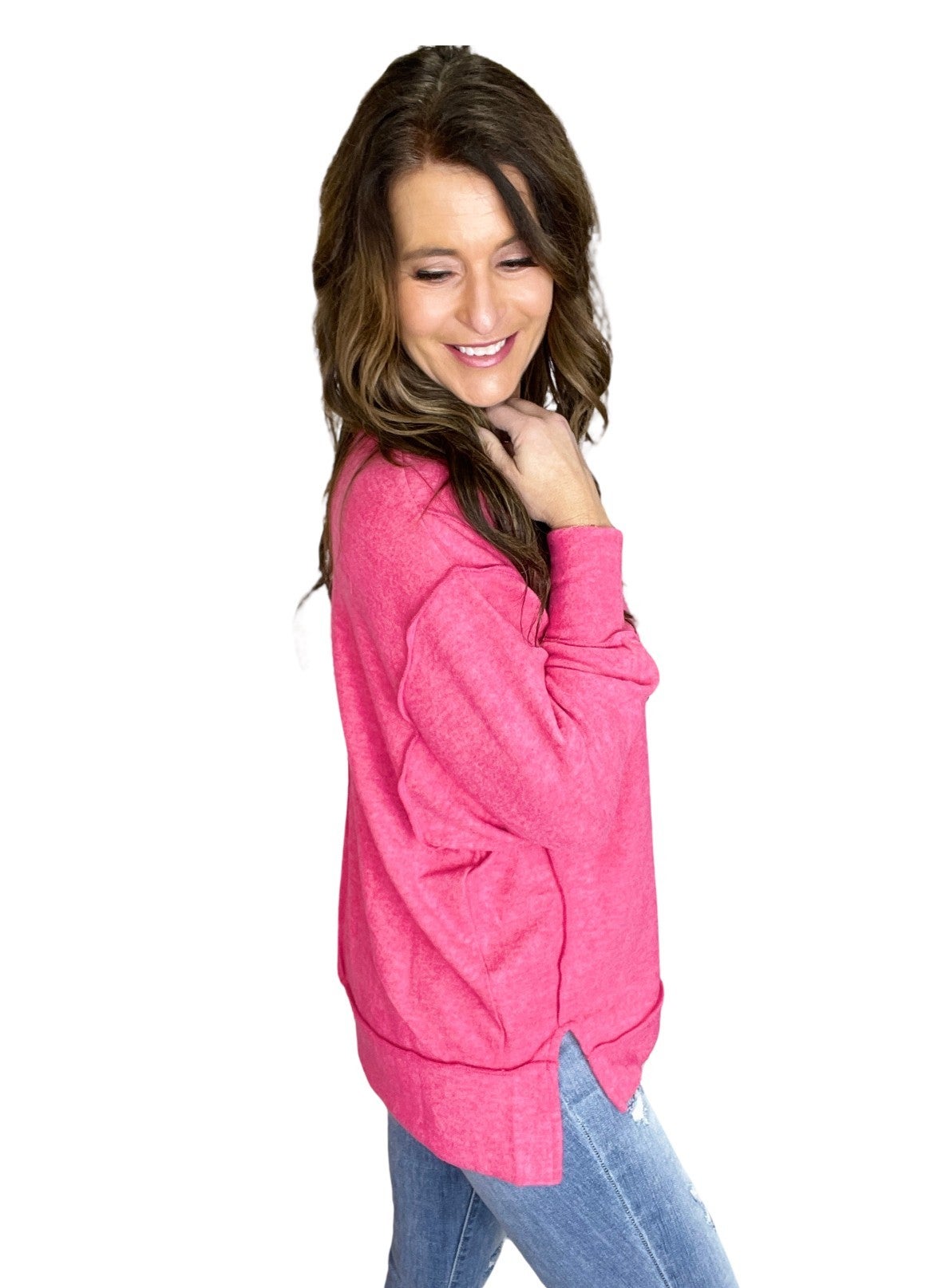 Soft Touch Brushed Sweater Top in Pink *Final Sale*