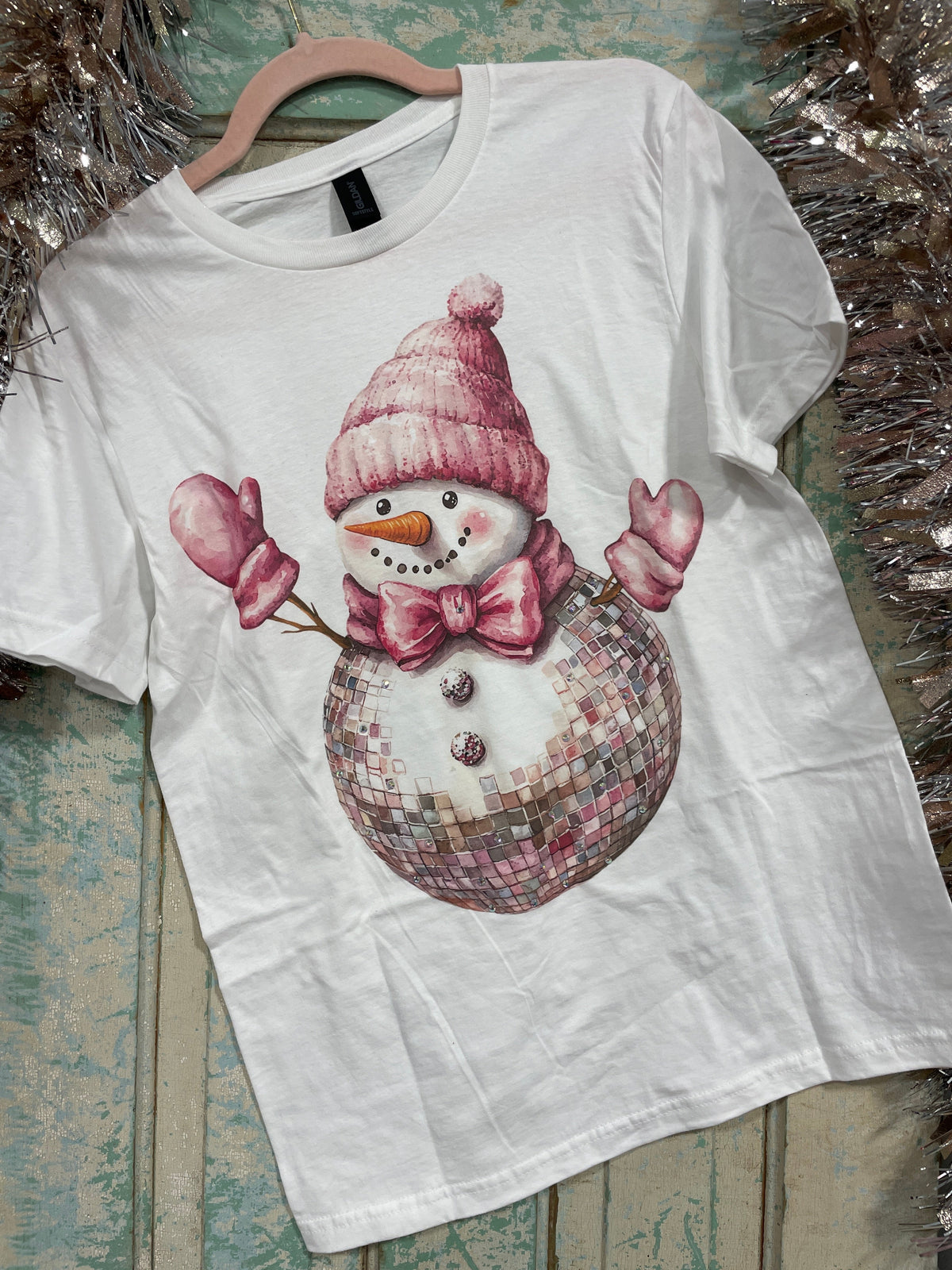 Disco Snowman Bling Tee