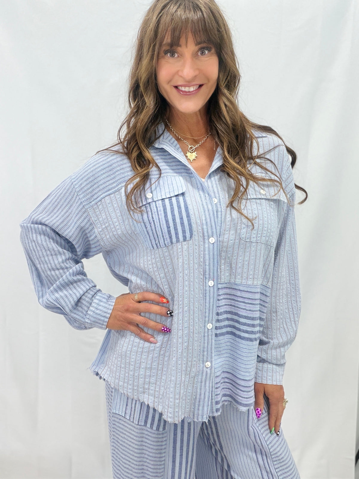 Slay Your Way Button Down Cotton Top In 2 Colors