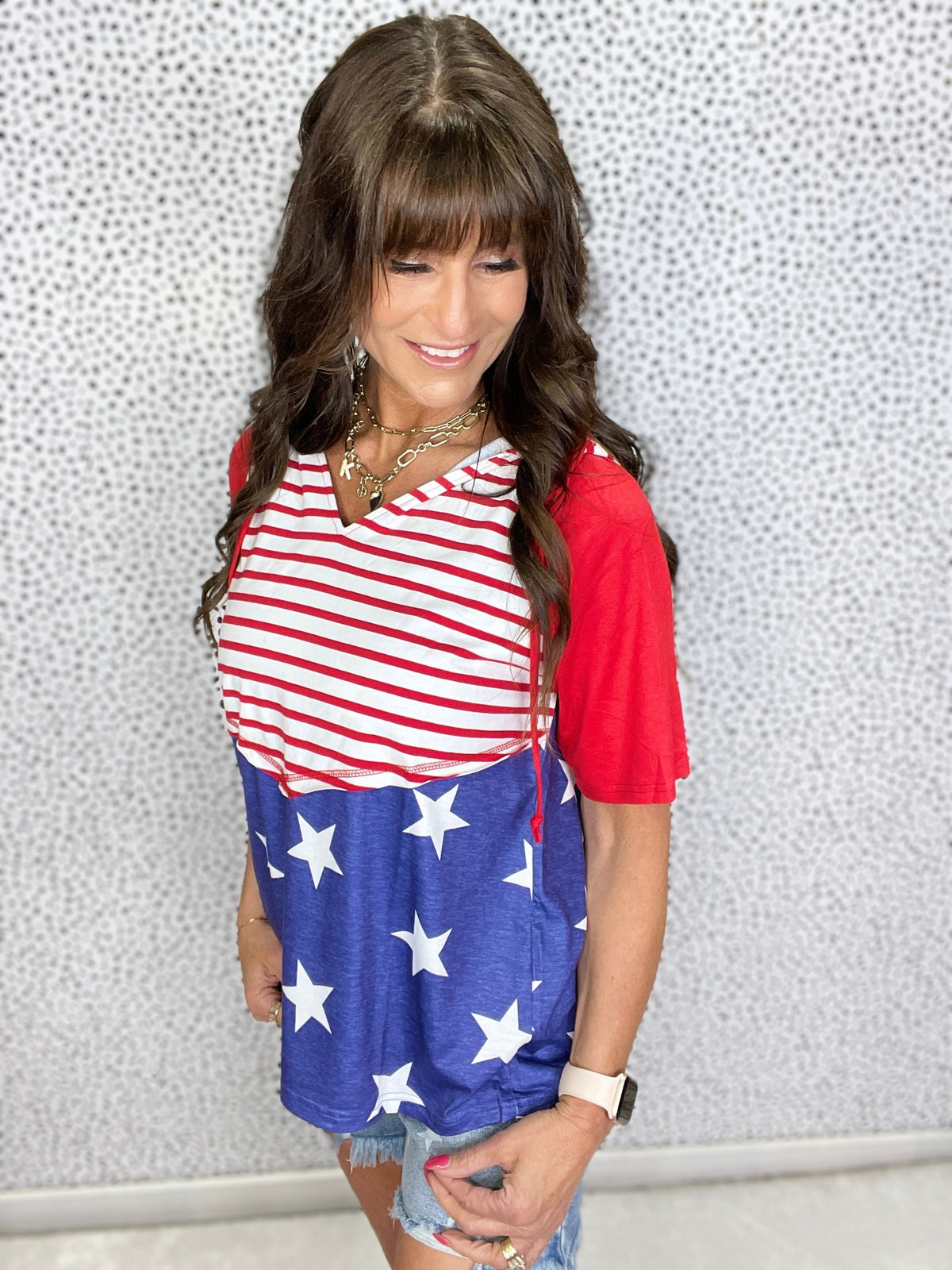 Gracie P Patriot Blaze Stars & Stripes Hoodie Tee