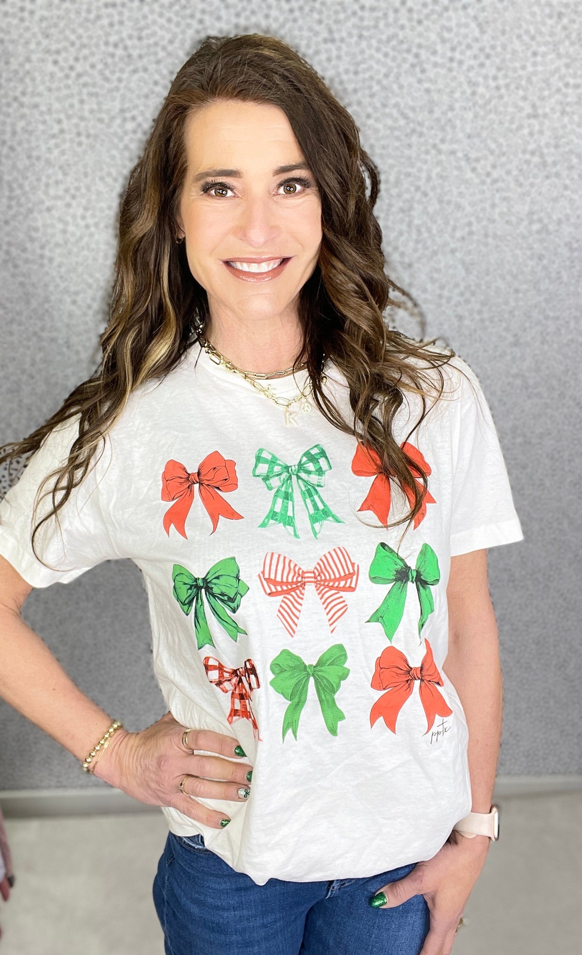 Holiday Repeating Bow Tee