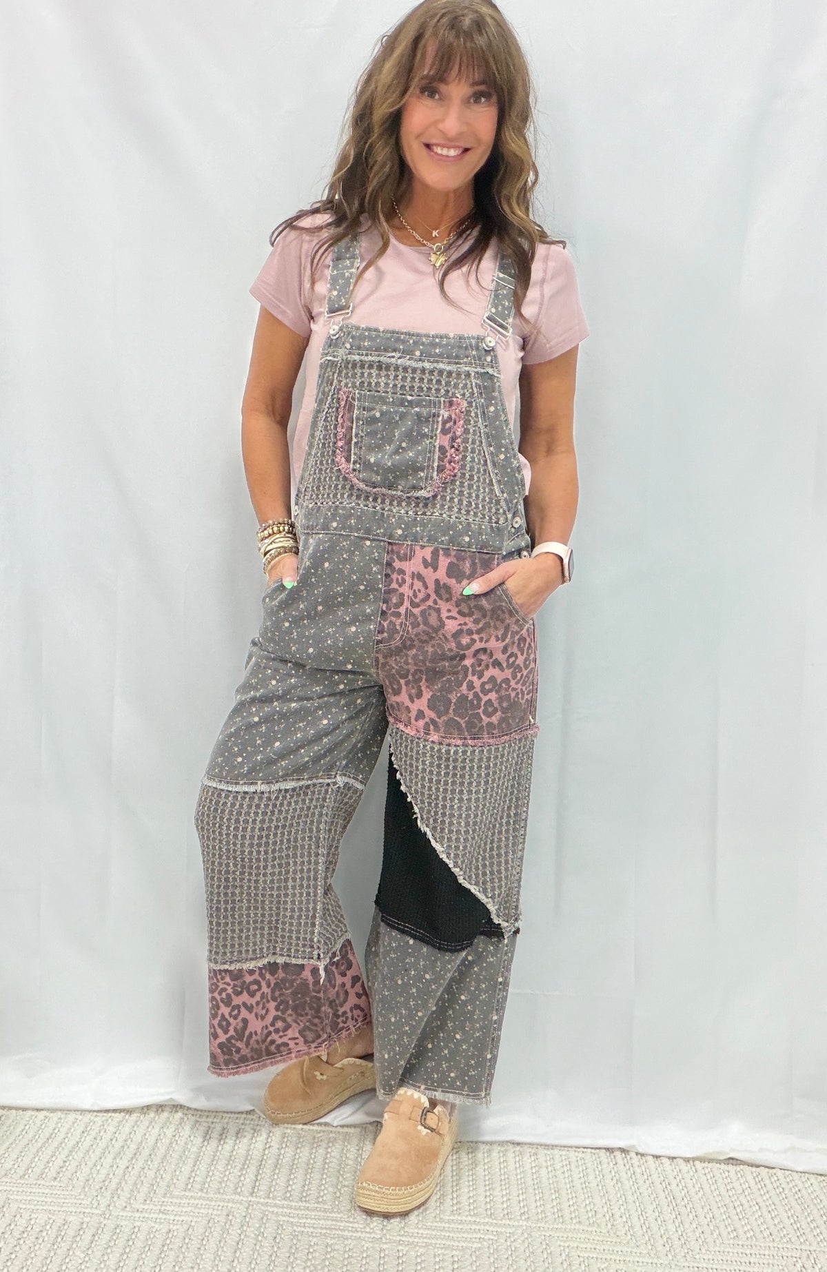 POL Patchwork Meadow Twill Overalls In 3 Colors