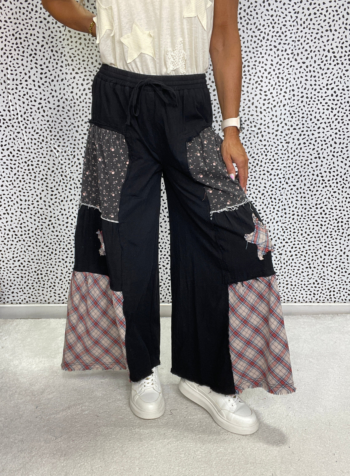 POL Patchwork Stardust Wide Leg Pants In 4 Colors