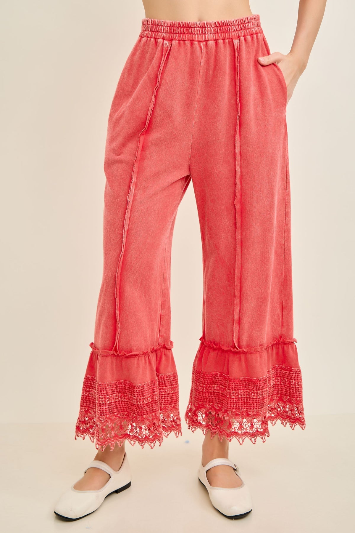 Stroll On By Lace Trimmed Pants In 5 Colors