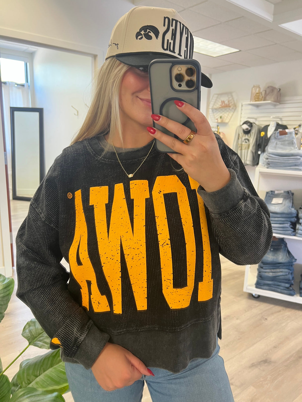 Bold & Gold  IOWA Corded Crewneck In Black