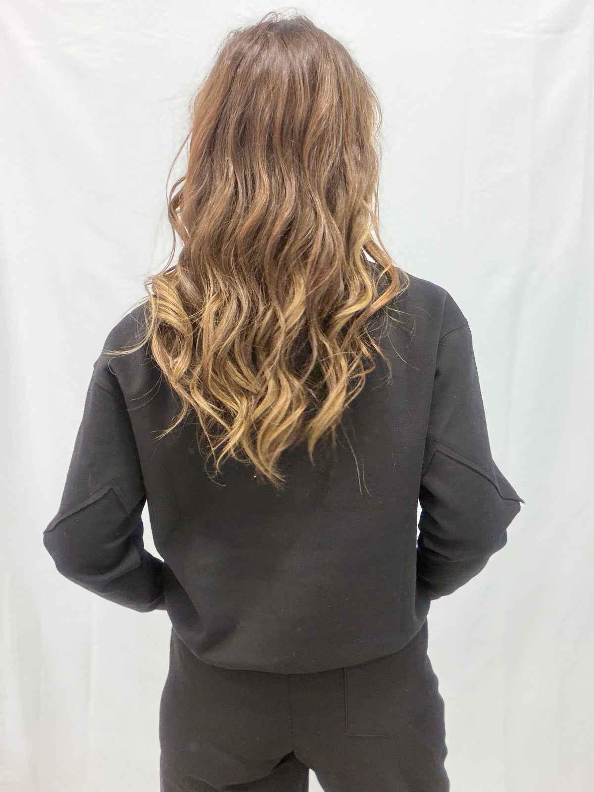 Bank It Drawstring Hem Sweatshirt In Black
