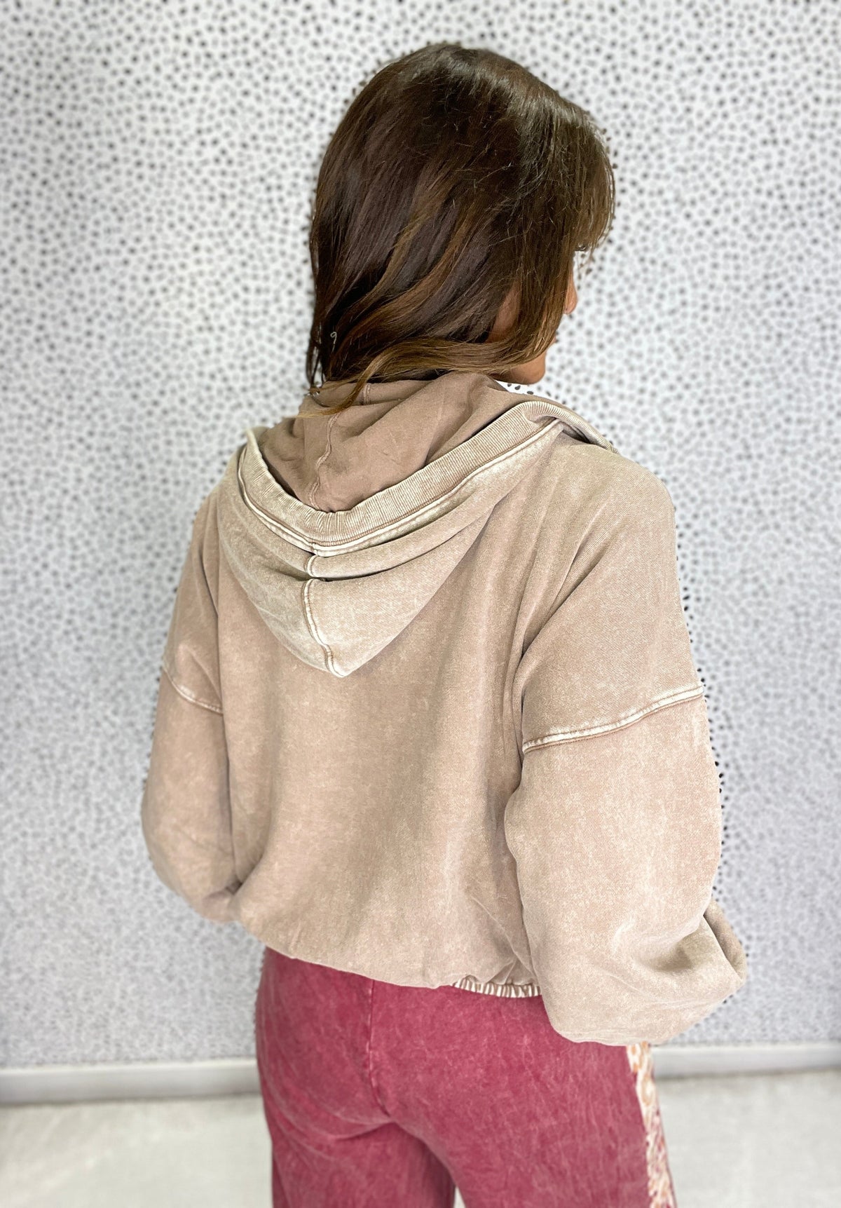 Clearly Yours Washed Terry Hooded Pullover In Mocha *Final Sale*