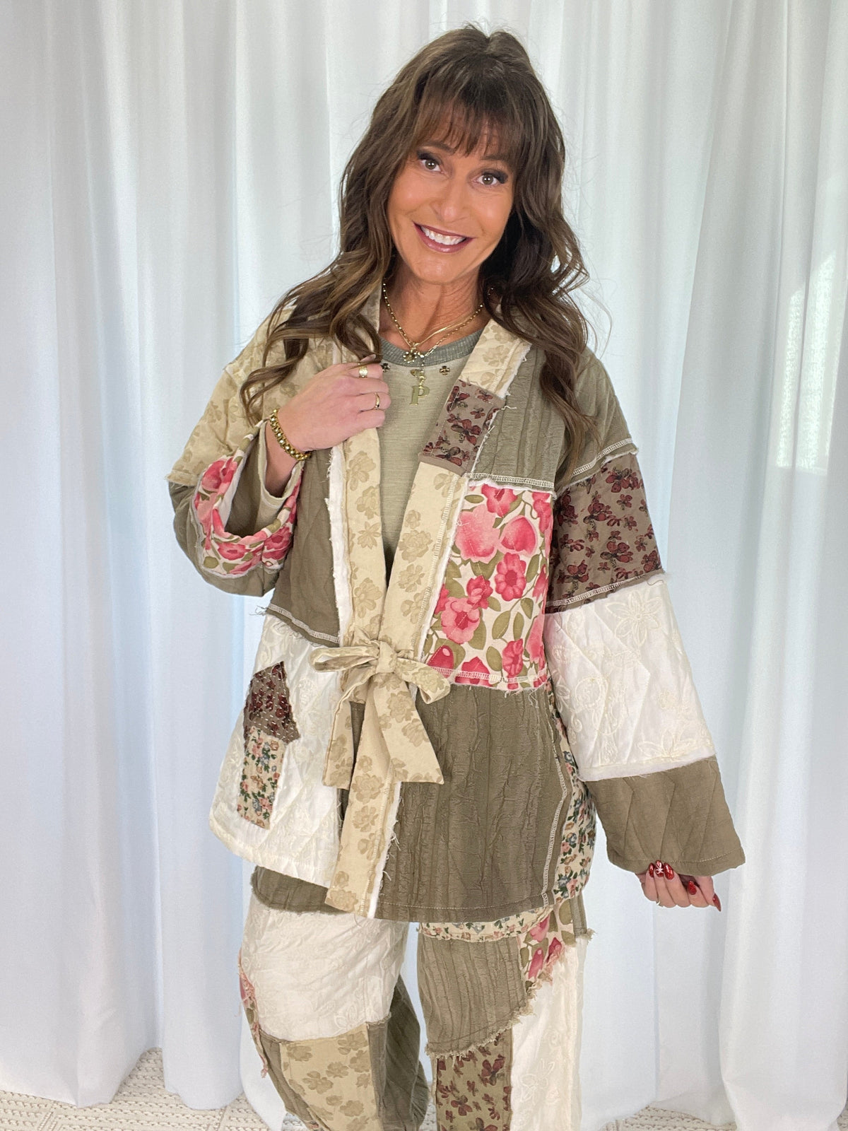 POL Field Of Dreams Kimono Jacket In Herb *Final Sale*