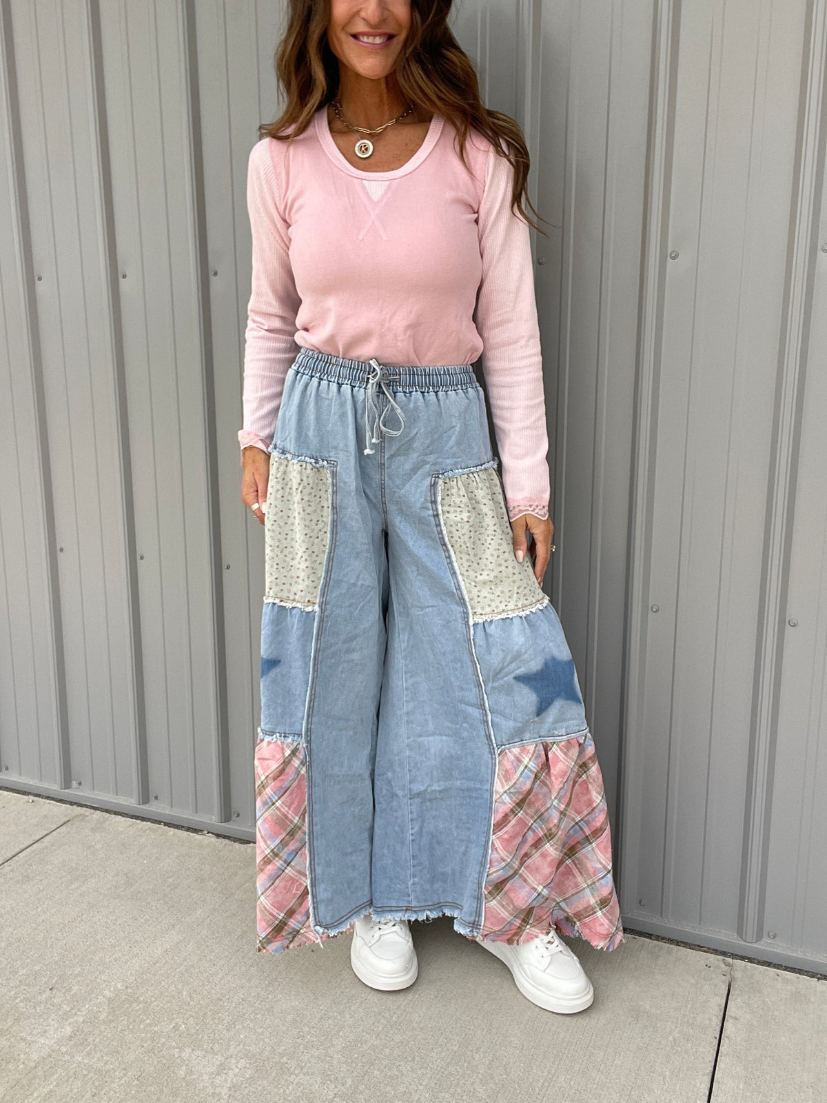 POL Patchwork Stardust Wide Leg Pants In 4 Colors